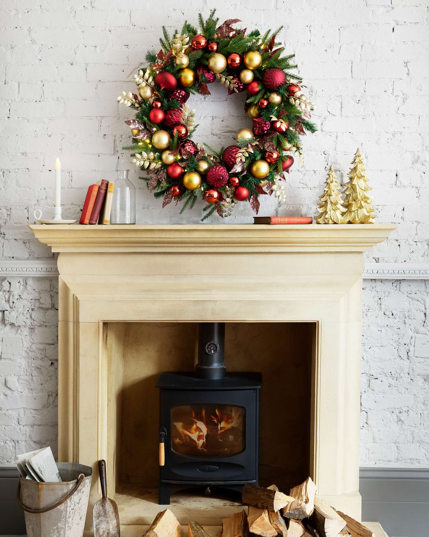 Balsam Hill Couronne Solstice d'hiver rouge