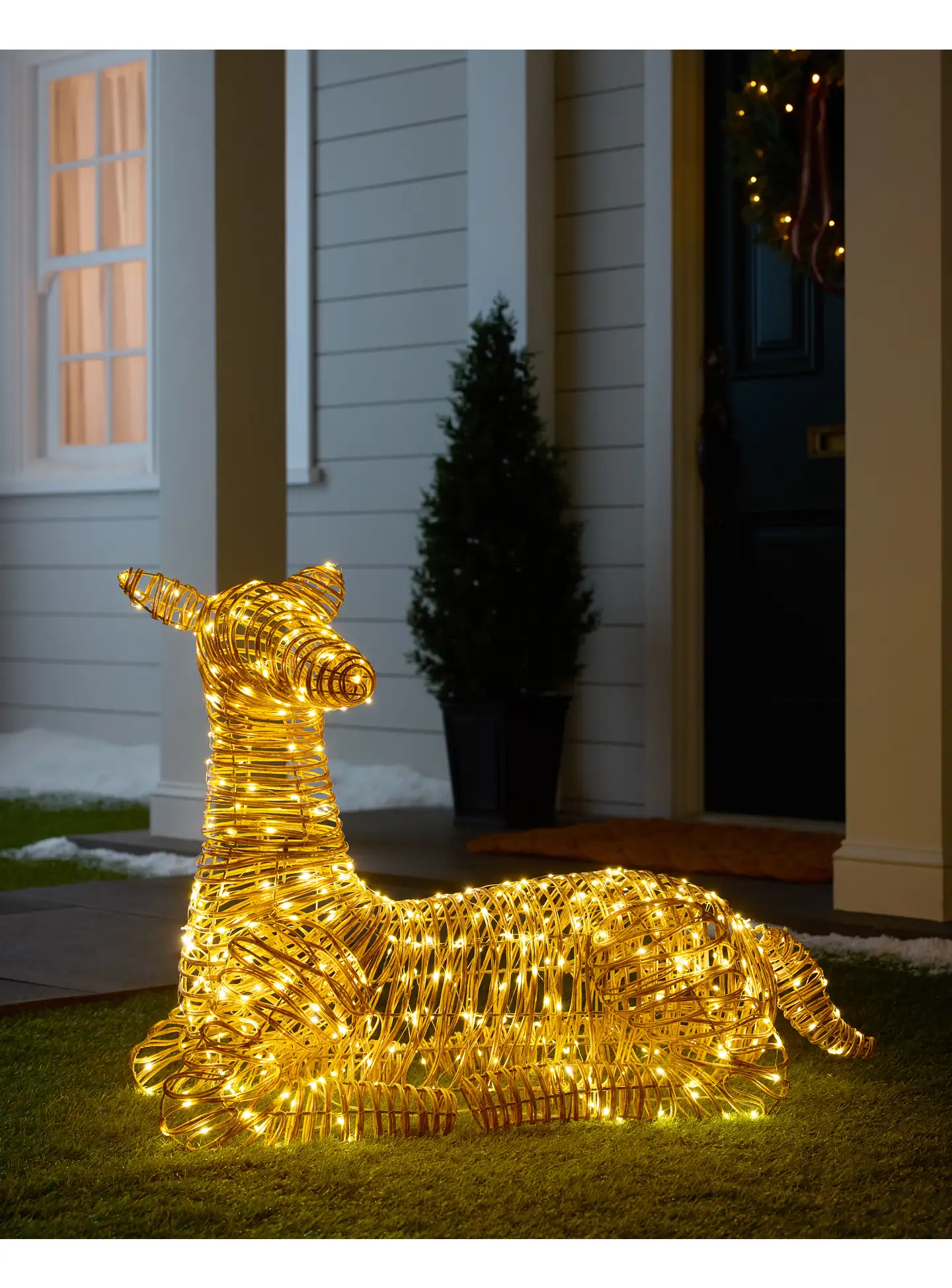Outdoor Lit All-Weather Wicker Reindeer Family
