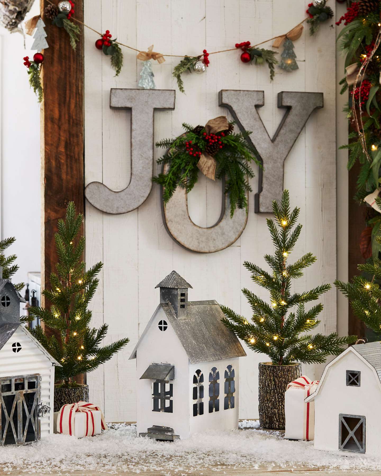 Balsam Hill Evergreen Saplings Tabletop Artificial Christmas Tree Lifestyle Outdoor Display