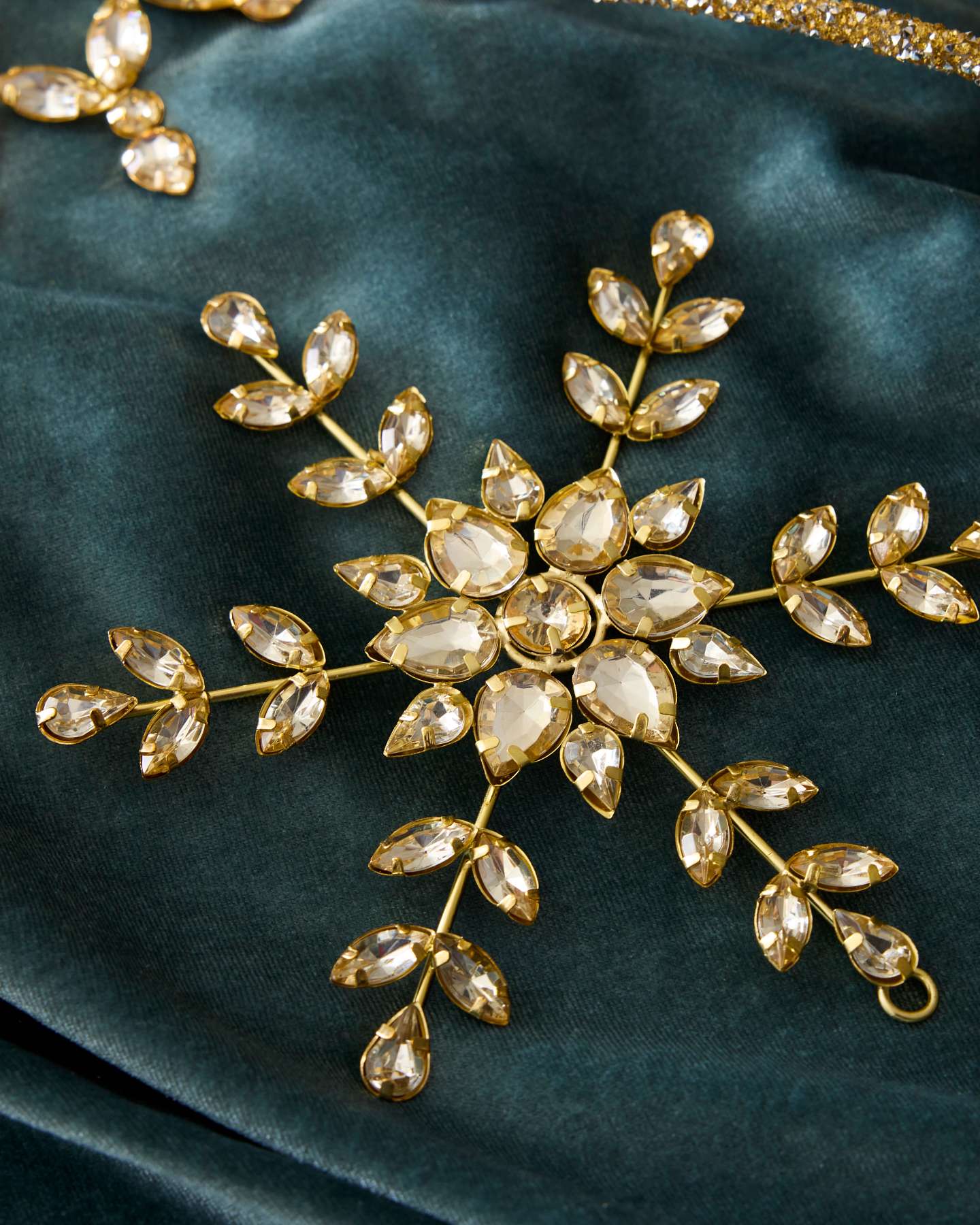 Gold Rhinestone Snowflake Ornament Set