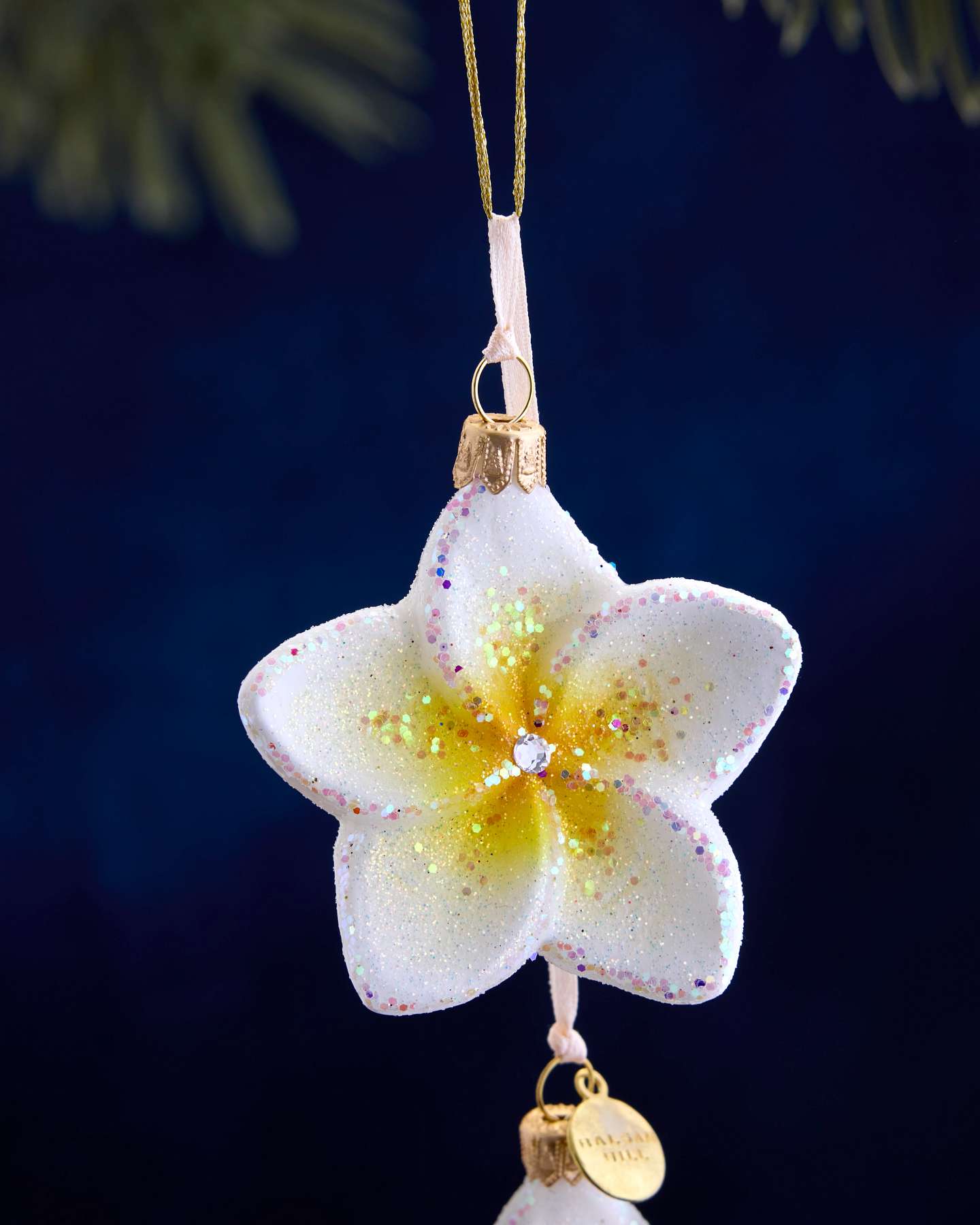 Balsam Hill Studio Yellow Plumeria Ornament Featuring Crystals by Swarovski®