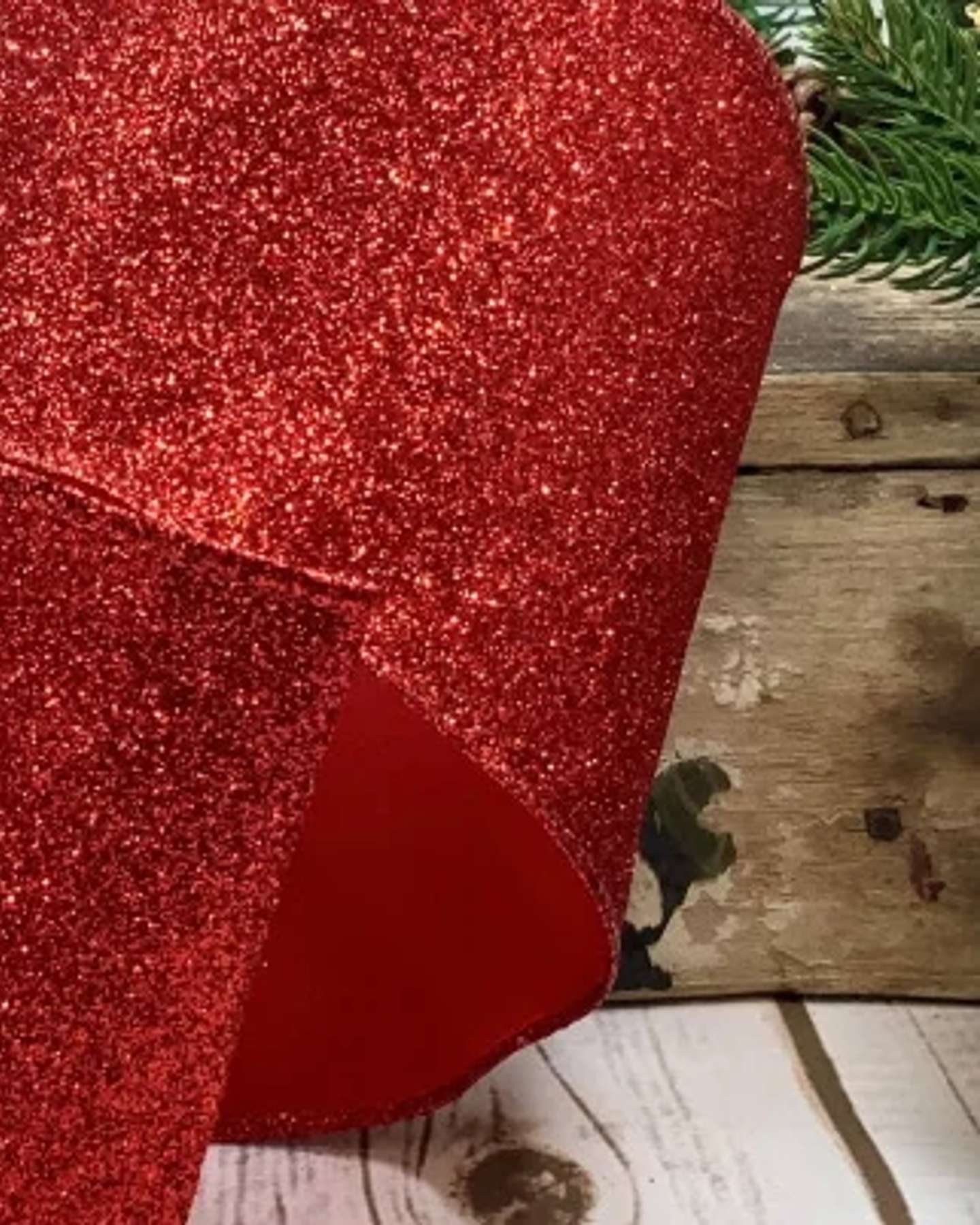 4" x 10yds Red Glitter Ribbon