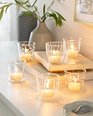 Tea light candles in glass holders