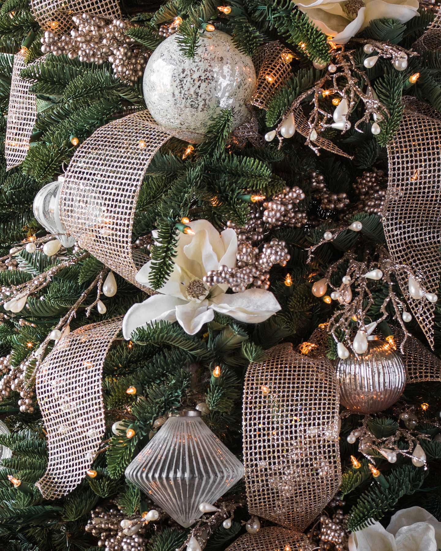 Balsam Hill Winter Pearl Glitter Artificial Christmas Tree Picks Set of 12 Lifestyle View