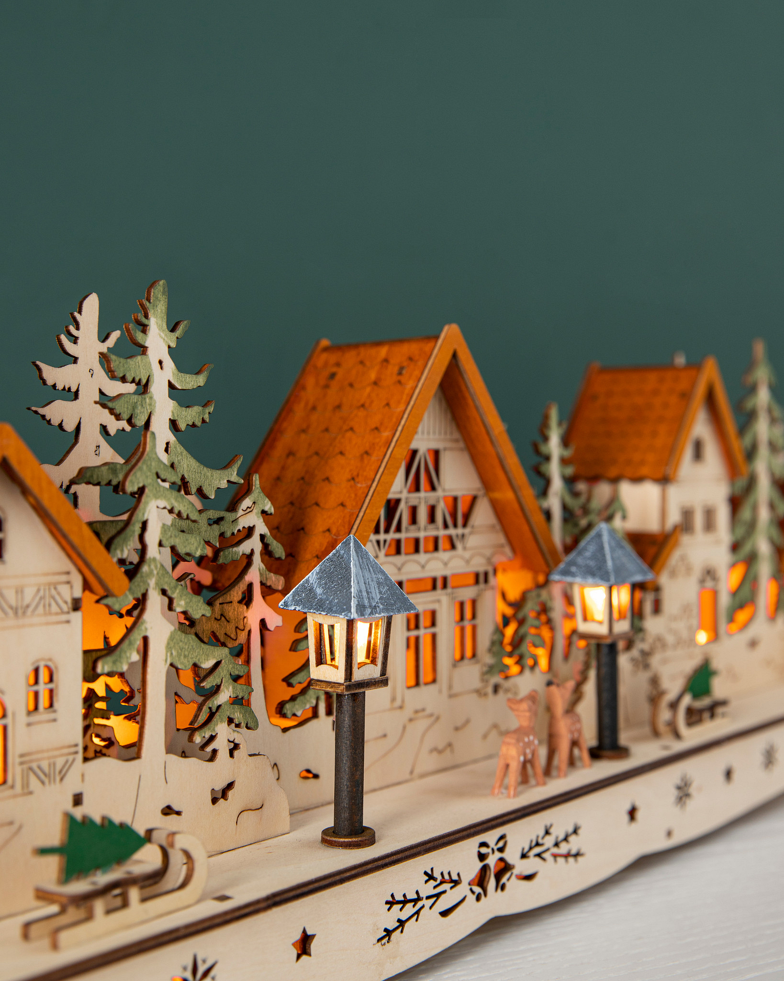 Village de noel miniature en bois sales
