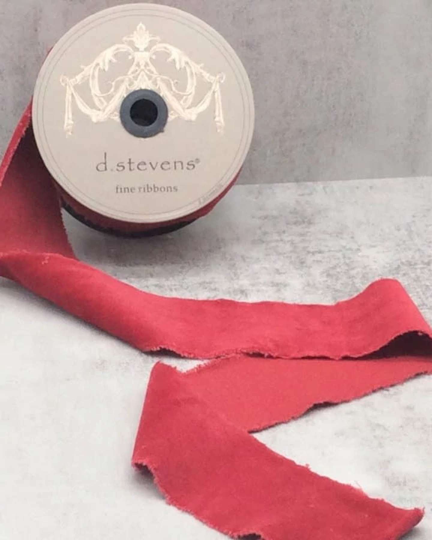 2.5" x 10yds Cranberry Torn Velvet Christmas Ribbon