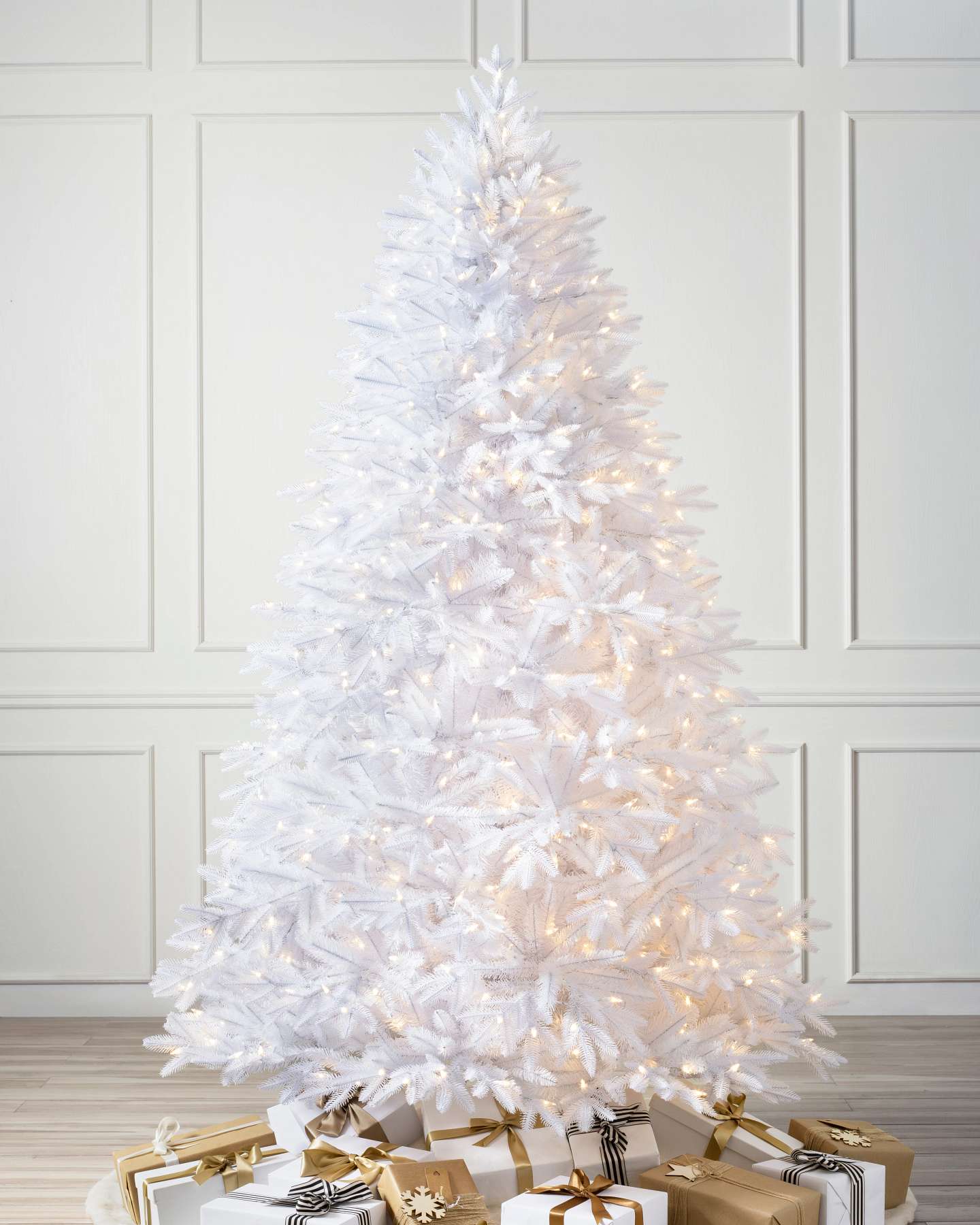 Balsam Hill Mount Washington White Christmas Tree in a Festive Setting
