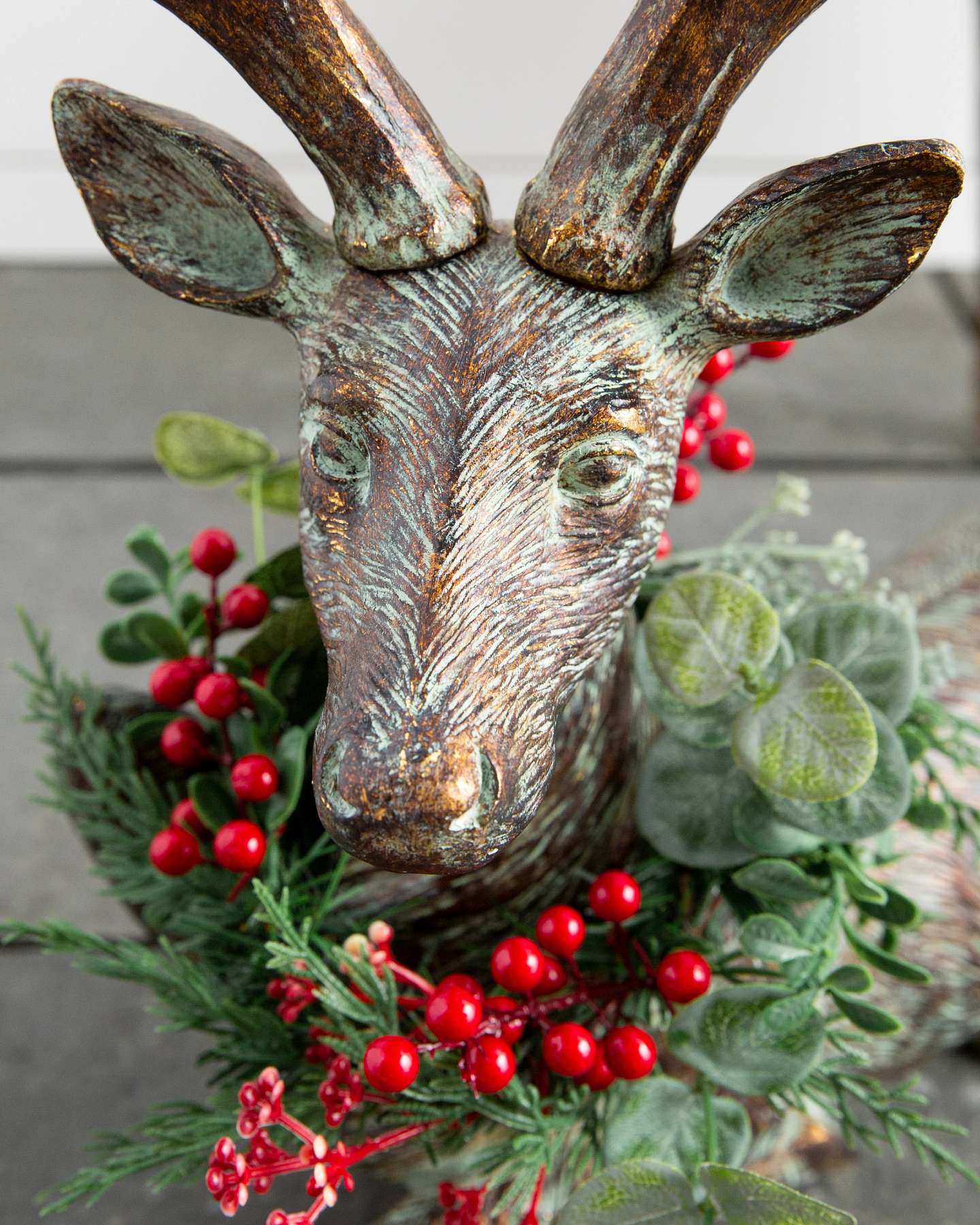 Balsam Hill Festive Antiqued Sitting Deer Close-Up