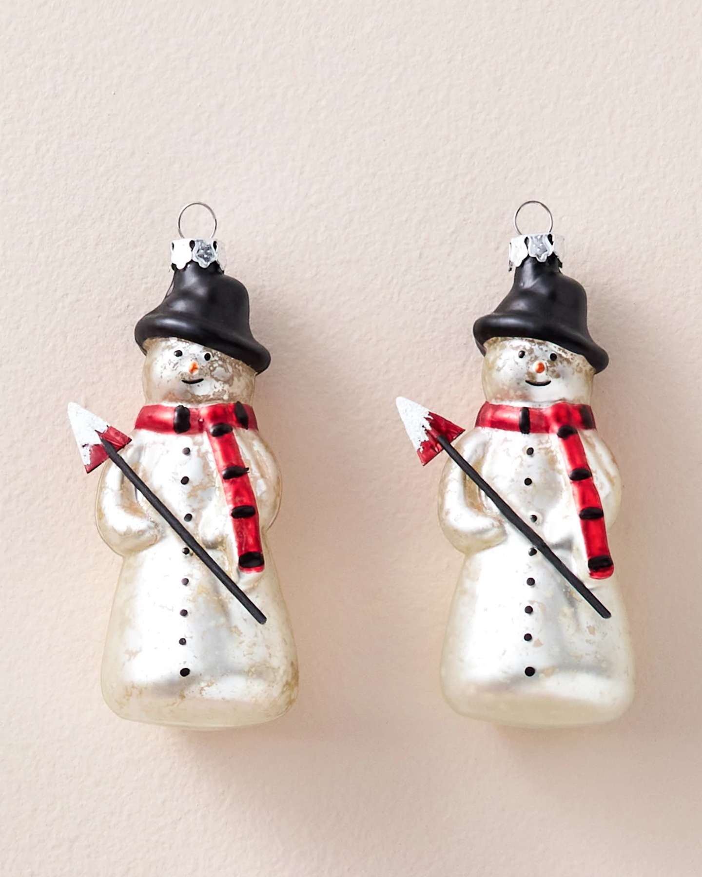 Vintage Holiday Santa & Snowman Glass Ornaments, Set of 12