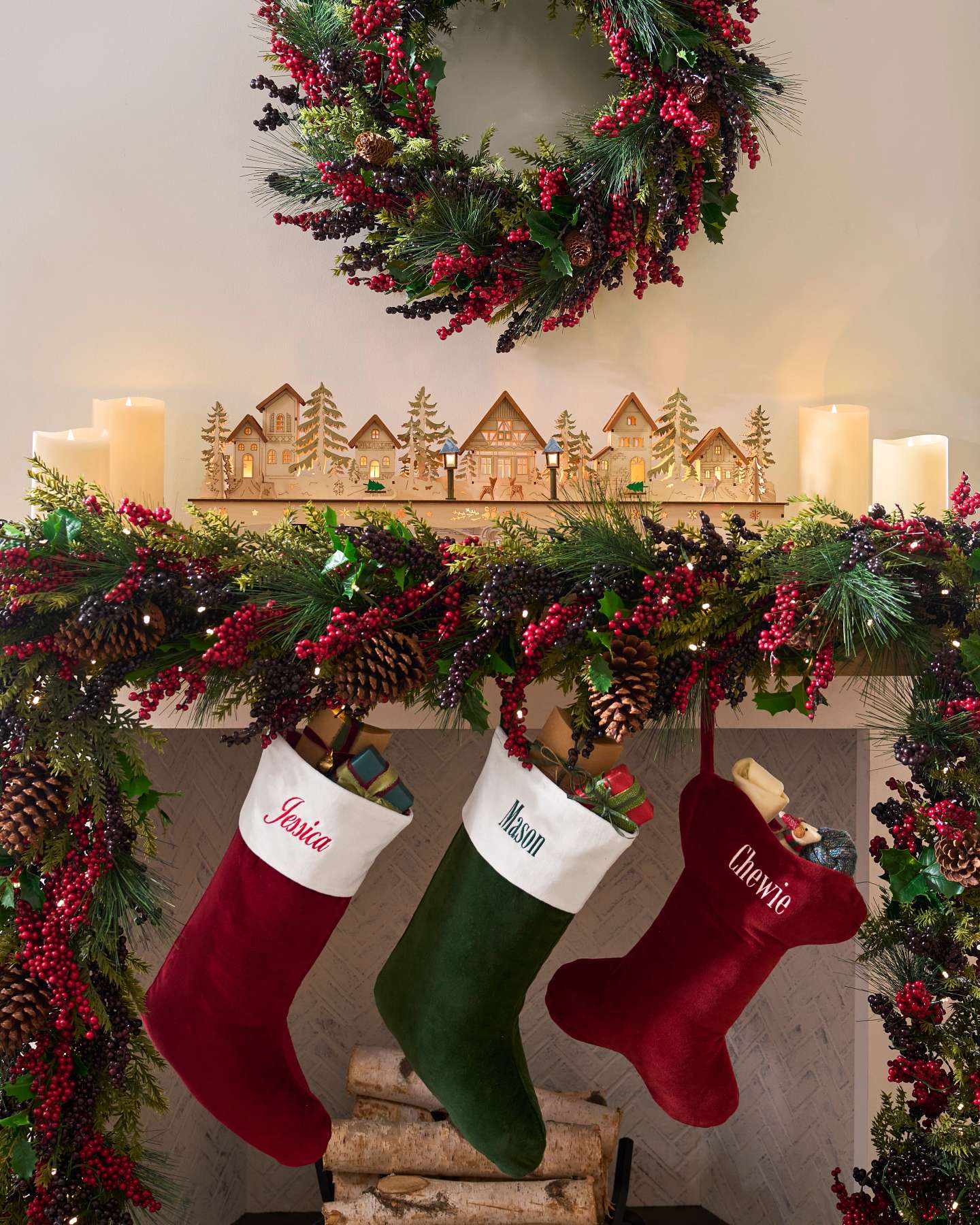 Wooden Christmas Mantel Village by Balsam Hill Lifestyle 20