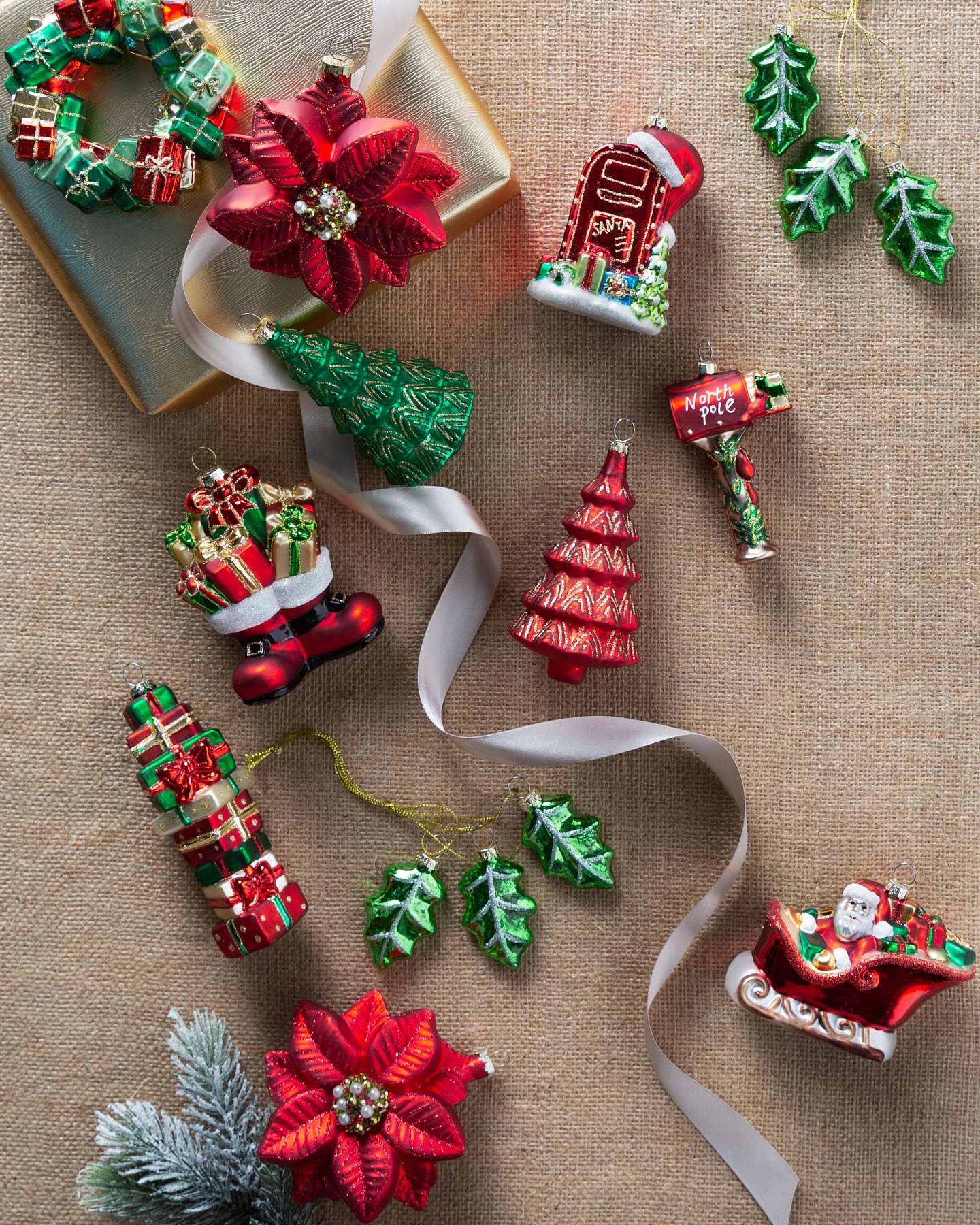 Balsam Hill Christmas Cheer Novelty Christmas Ornament Set of 12 Display