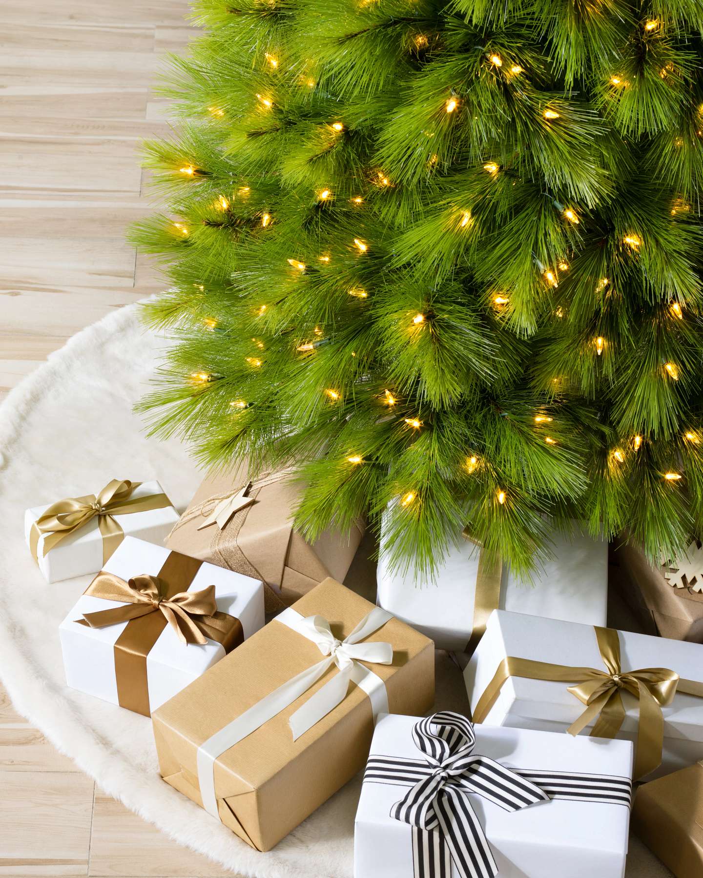 Balsam Hill Monterey Pine Slim Christmas Tree Styled in a Living Room