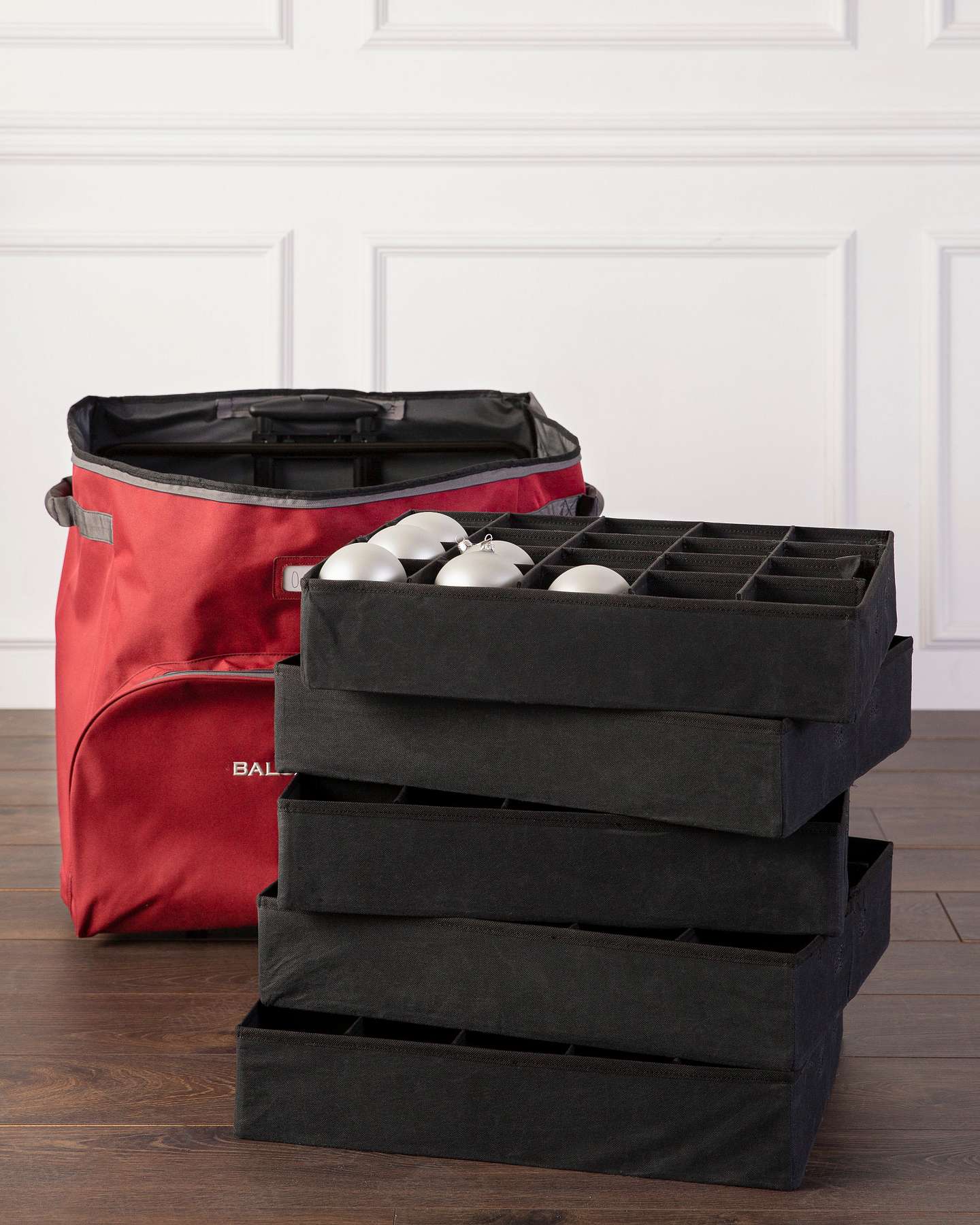 Balsam Hill Rangement pour boules de Noël sur roulettes de luxe