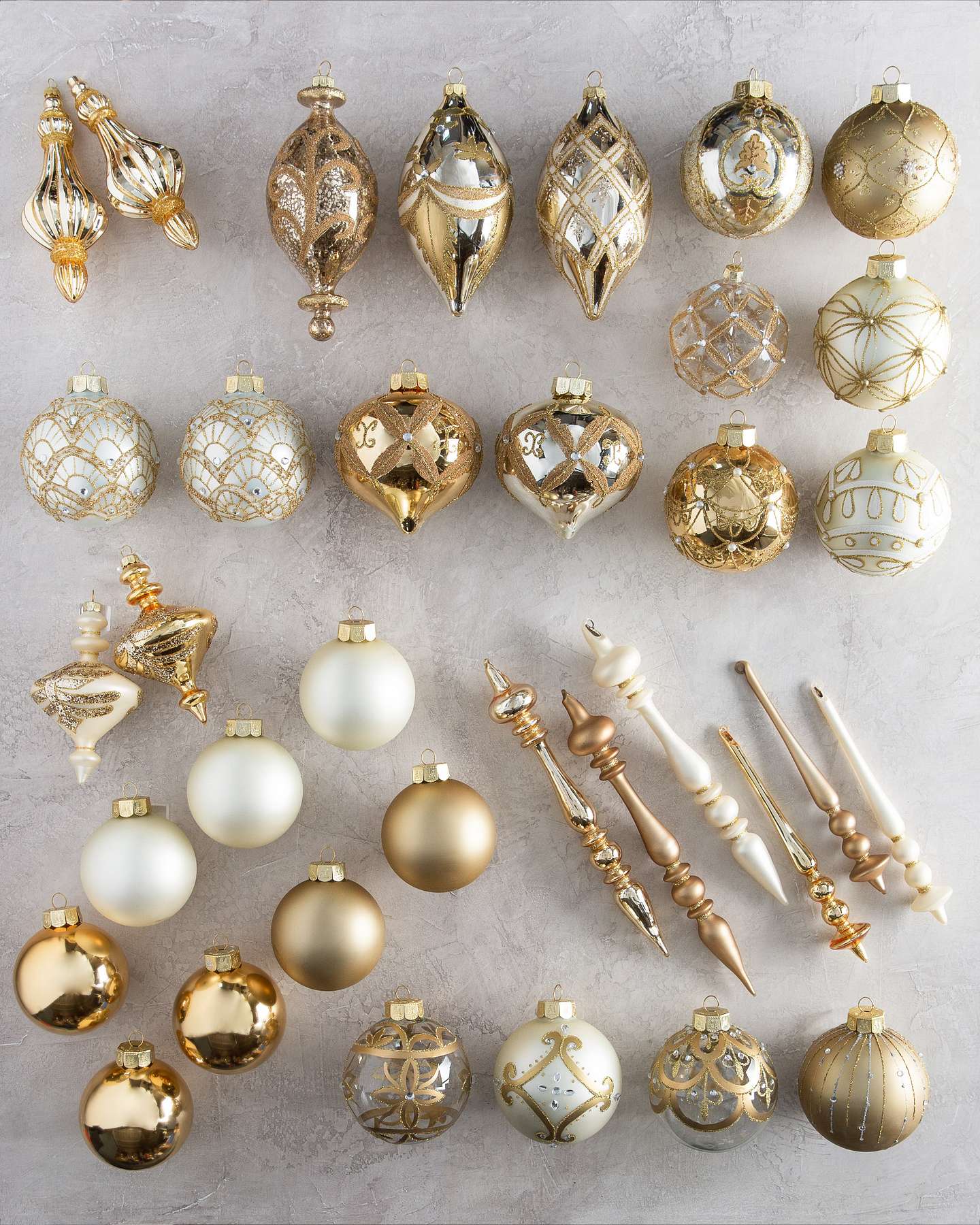 Balsam Hill Gilded Glory Artificial Christmas Ornament Set Assorted Display