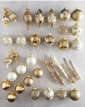 Gold Gilded Glory Main Glass Ornament Set Gold Gilded Glory Main Glass Ornament Set