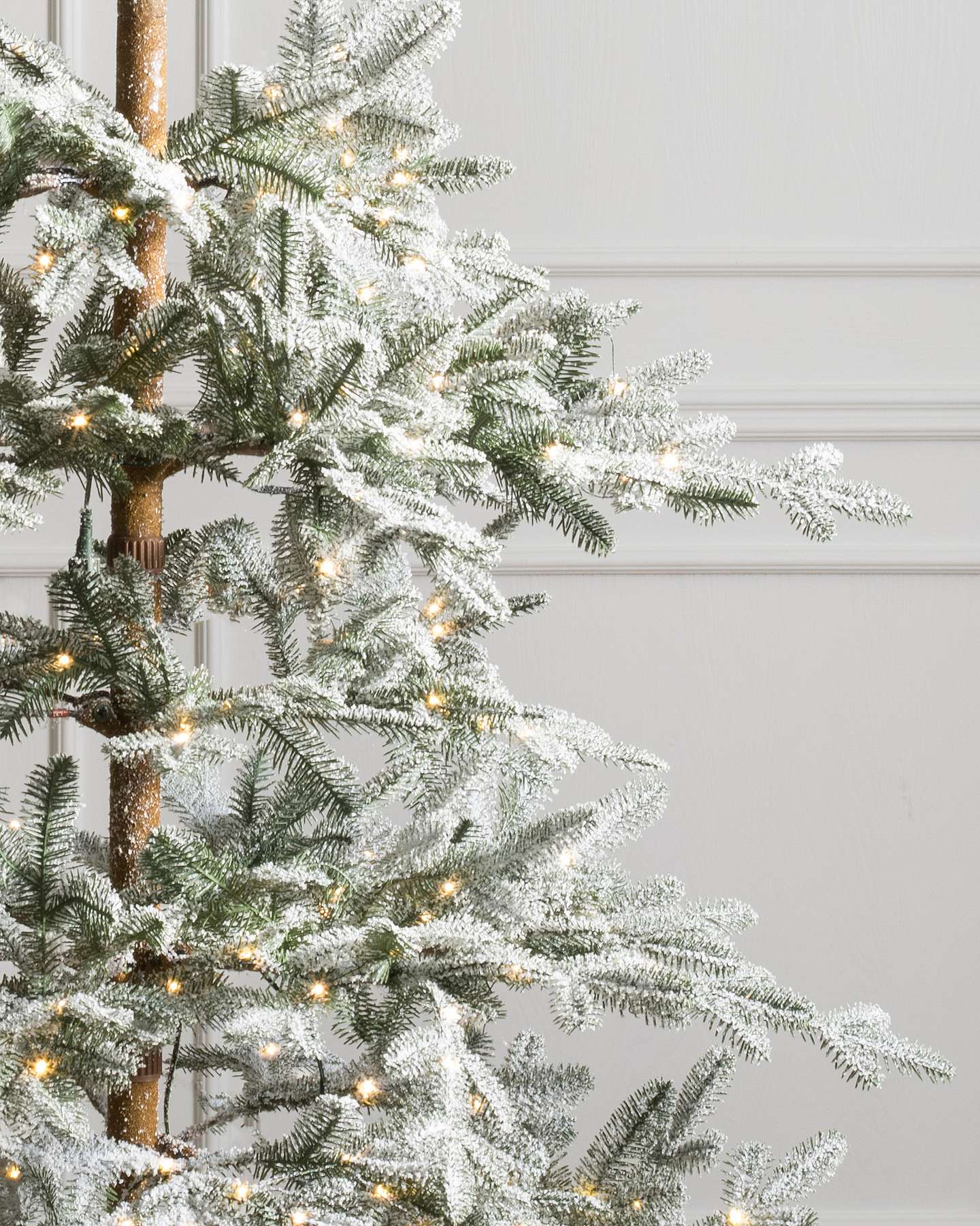 Balsam Hill Frosted Alpine Balsam Fir Artificial Christmas Tree LED Clear Frosted Closeup