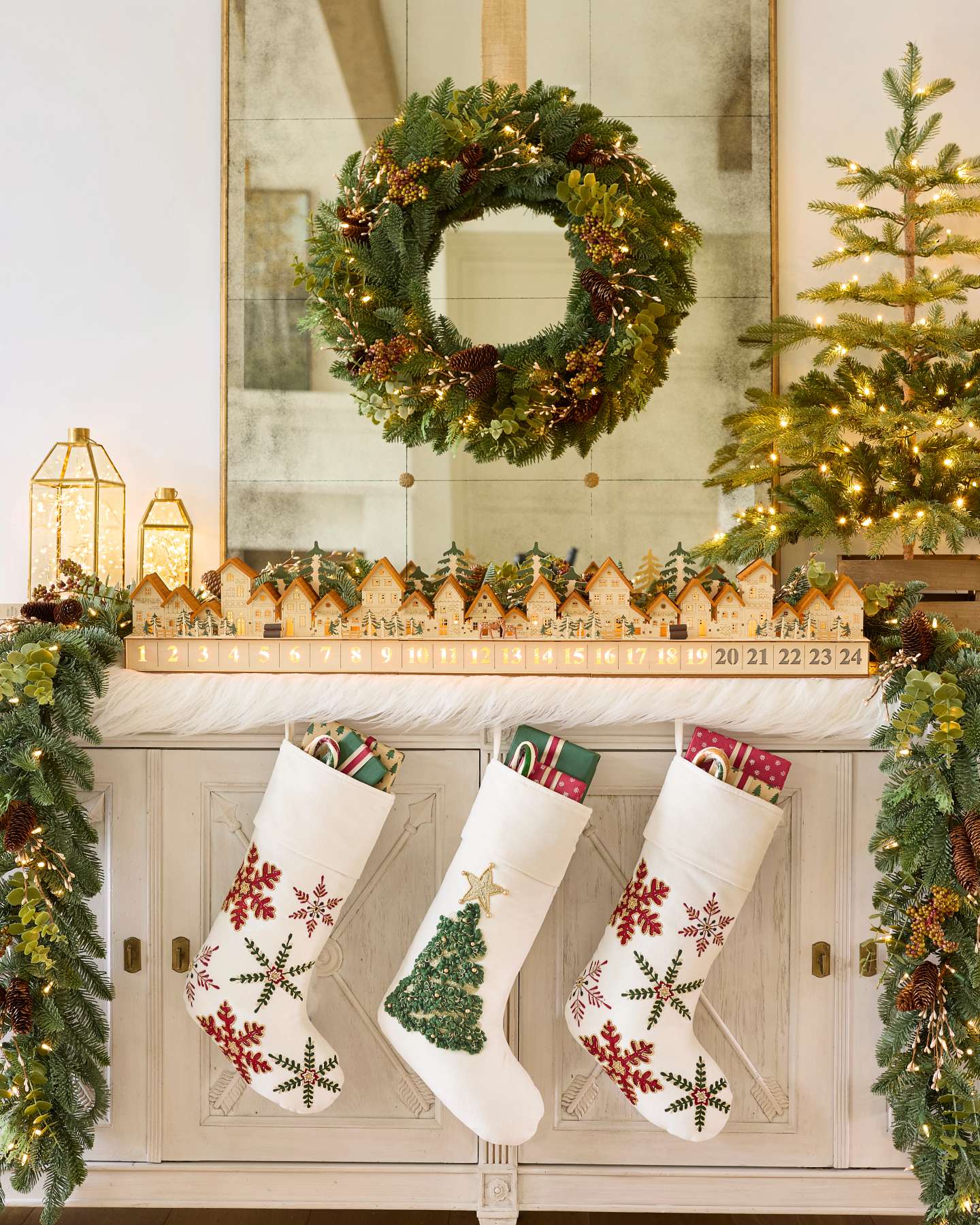 Velvet Embroidered Snowflake Christmas Stocking