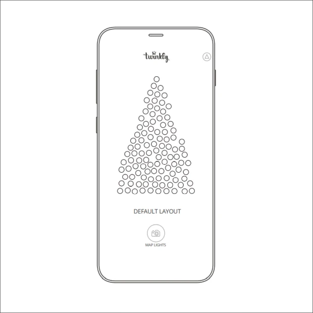 Illustration of white Christmas tree on phone