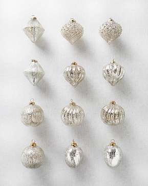 Silver BH Essentials Mercury Glass Ornament Set Silver BH Essentials Mercury Glass Ornament Set