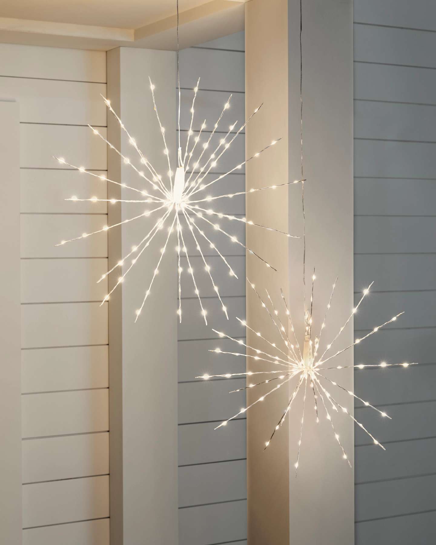 Balsam Hill Silver Outdoor LED Starburst Lights Set of 2 Twinkling Effect