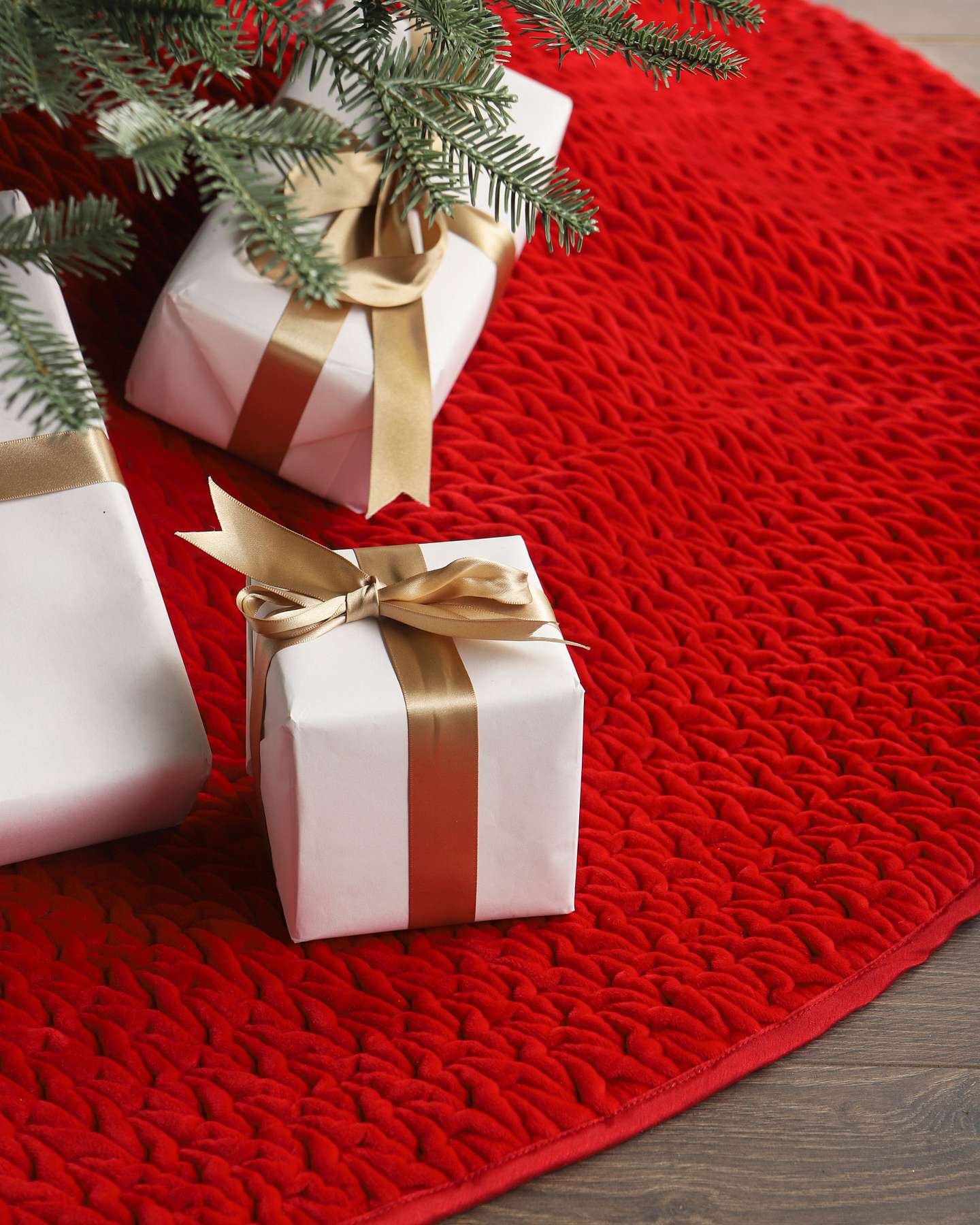 Balsam Hill Red Plush Braid Tree Skirt Product Showcase