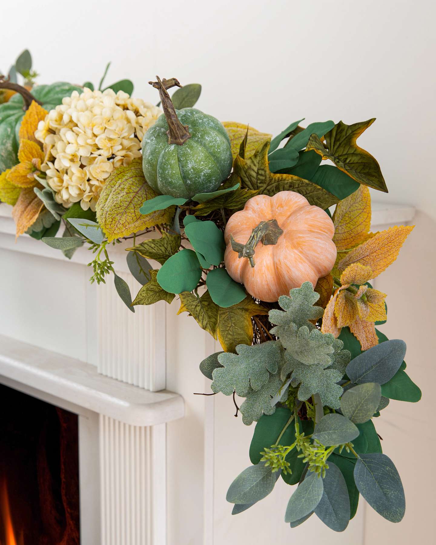 Balsam Hill Fairytale Pumpkin Artificial Garland Unlit Fireplace Display