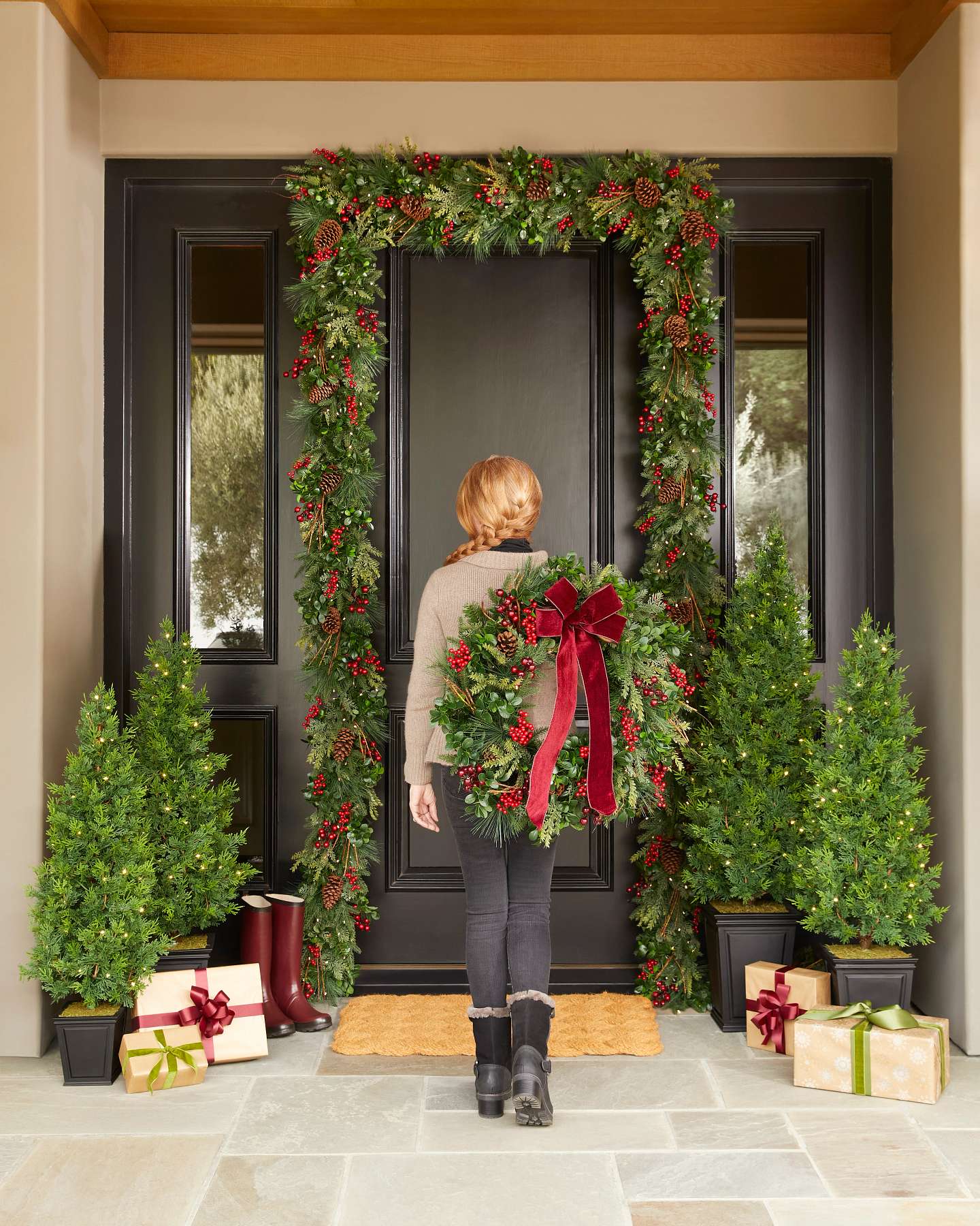 Boxwood and Berries Wreath