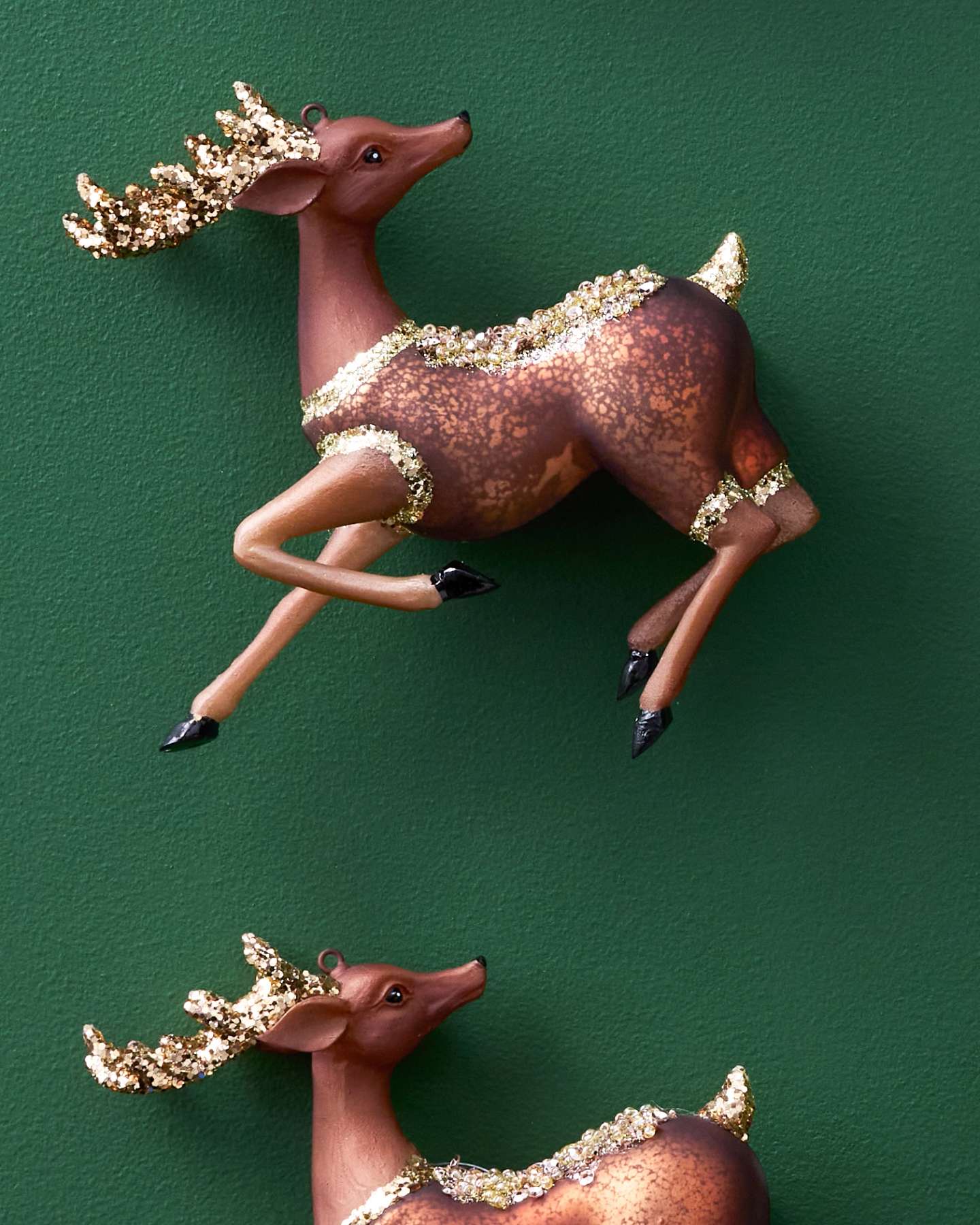 Winter Lodge Reindeer Glass Ornaments, Set of 6