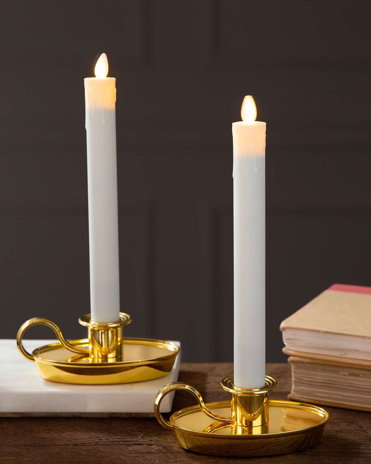 Balsam Hill Brass Chamberstick Candle Set of 2