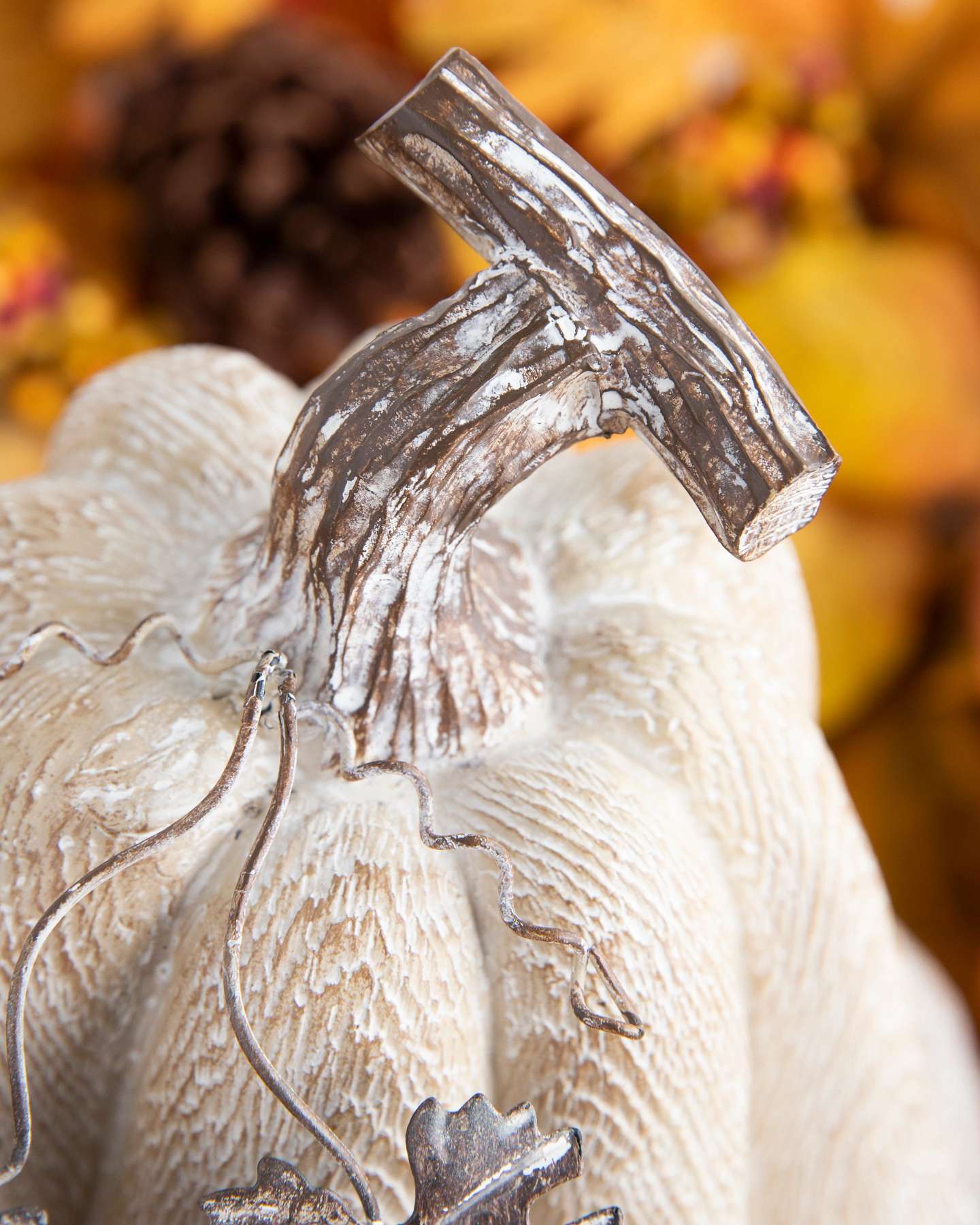 Balsam Hill Faux Wood Pumpkin Set of 3 Closeup Top View