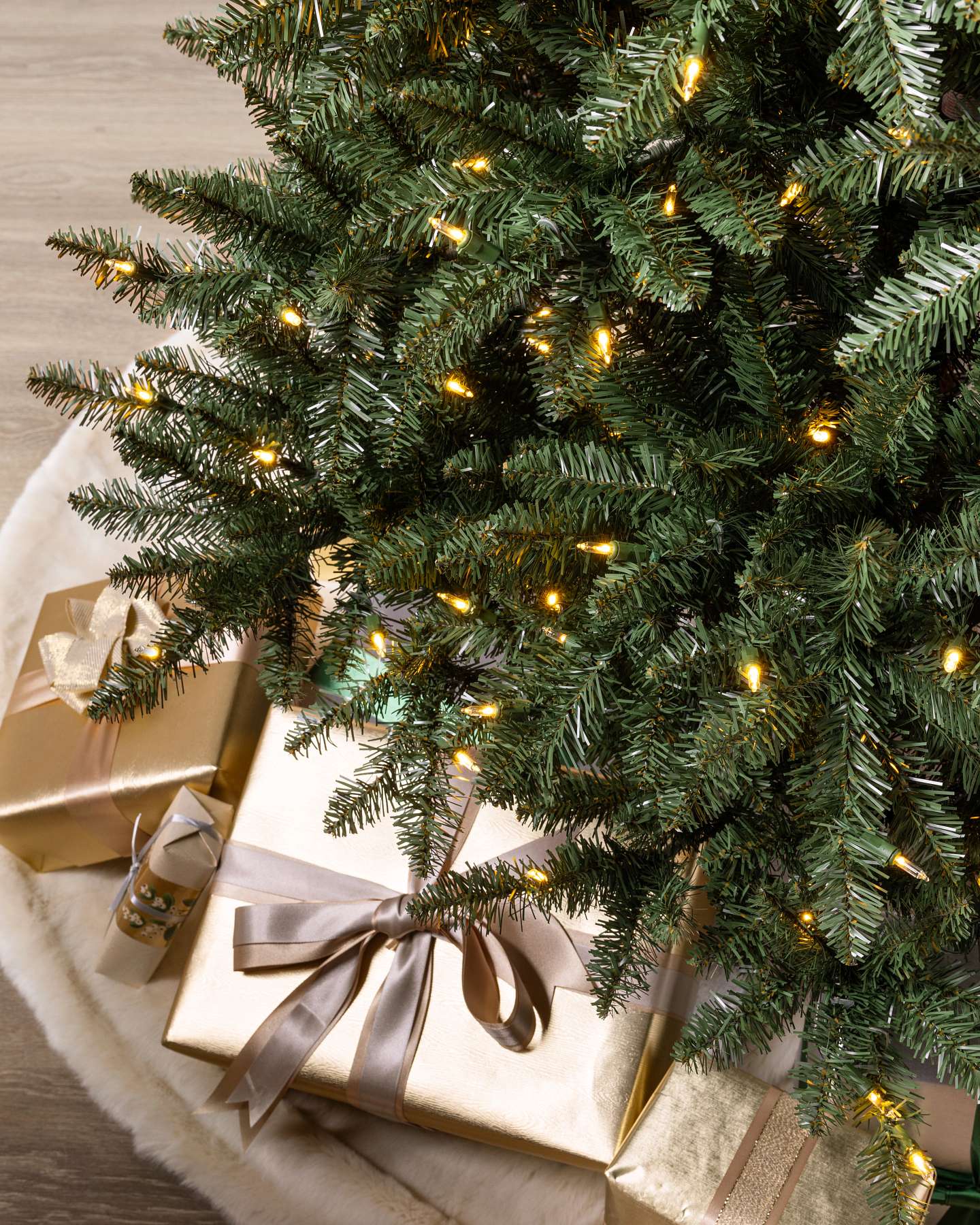 Balsam Hill California Fir Artificial Christmas Tree Lifestyle Display with Tree Skirt