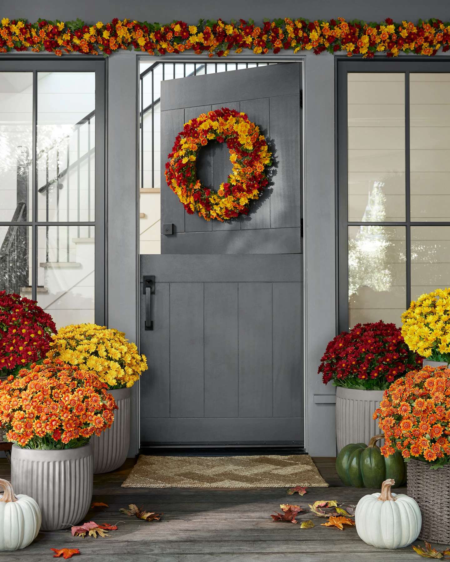 Balsam Hill Outdoor Sunset Mums Artificial Fall Foliage Closeup Detail