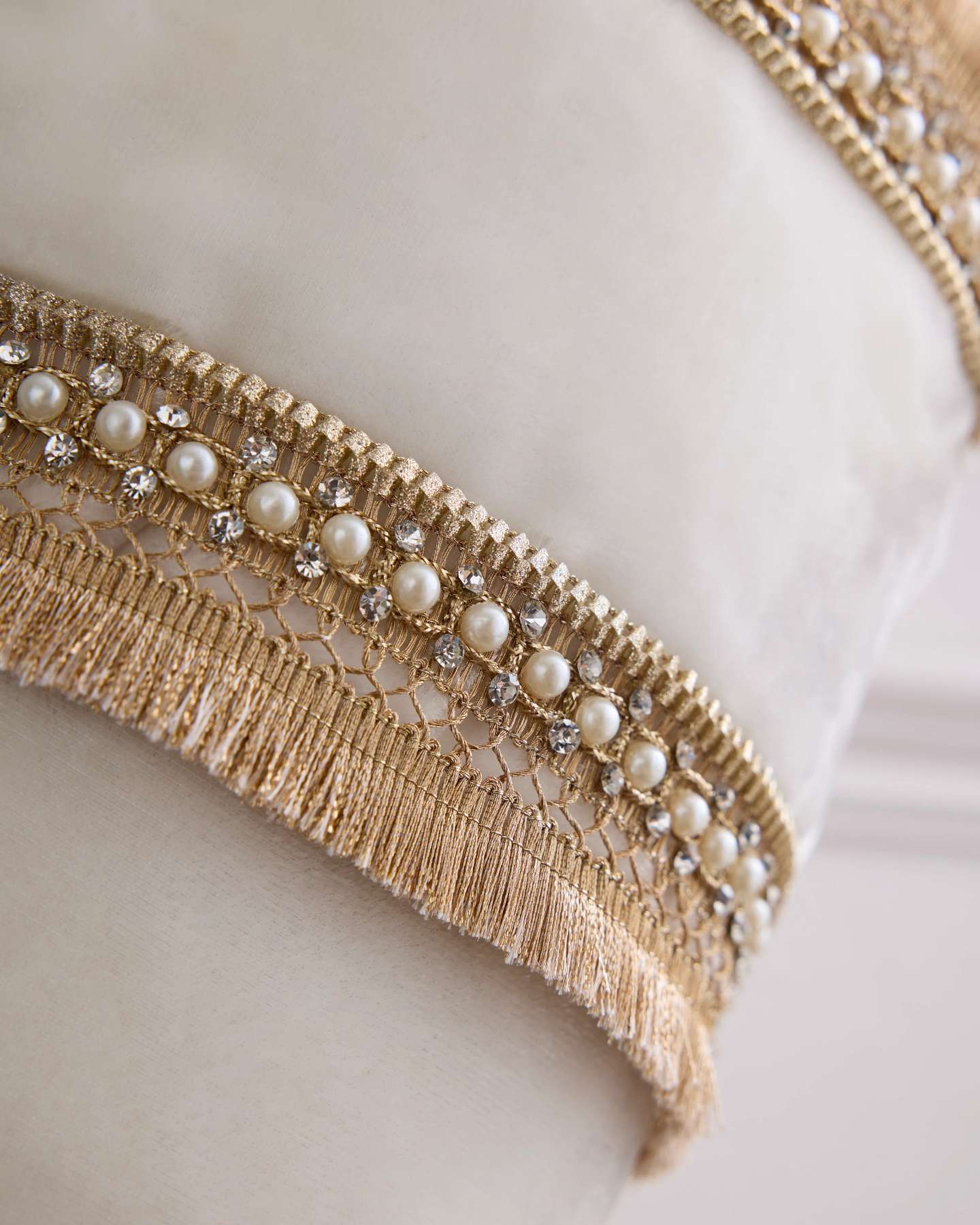 Ivory Velvet & Pearl Christmas Stocking