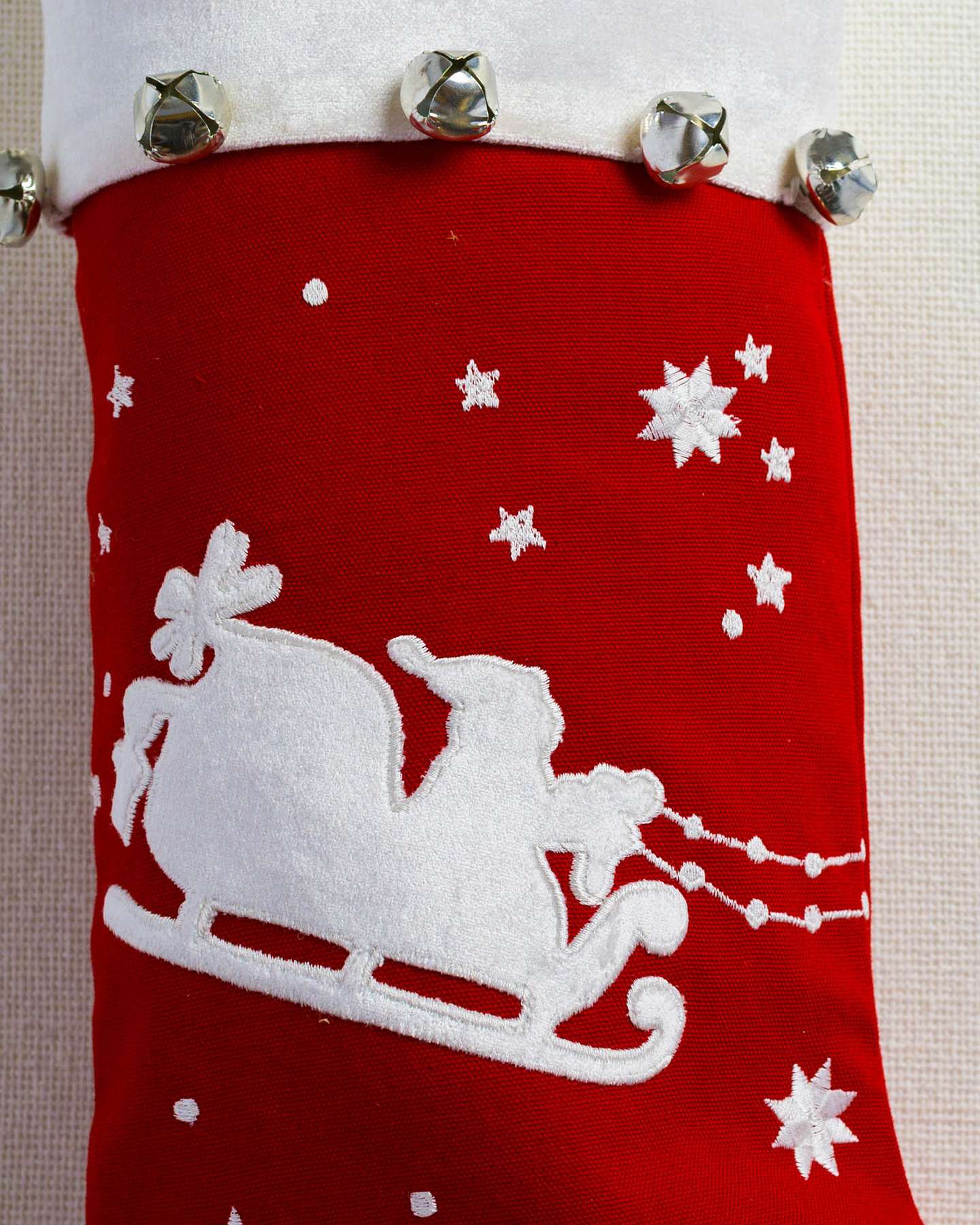 Balsam Hill Dashing Through the Snow Stocking Santa Sleigh Closeup