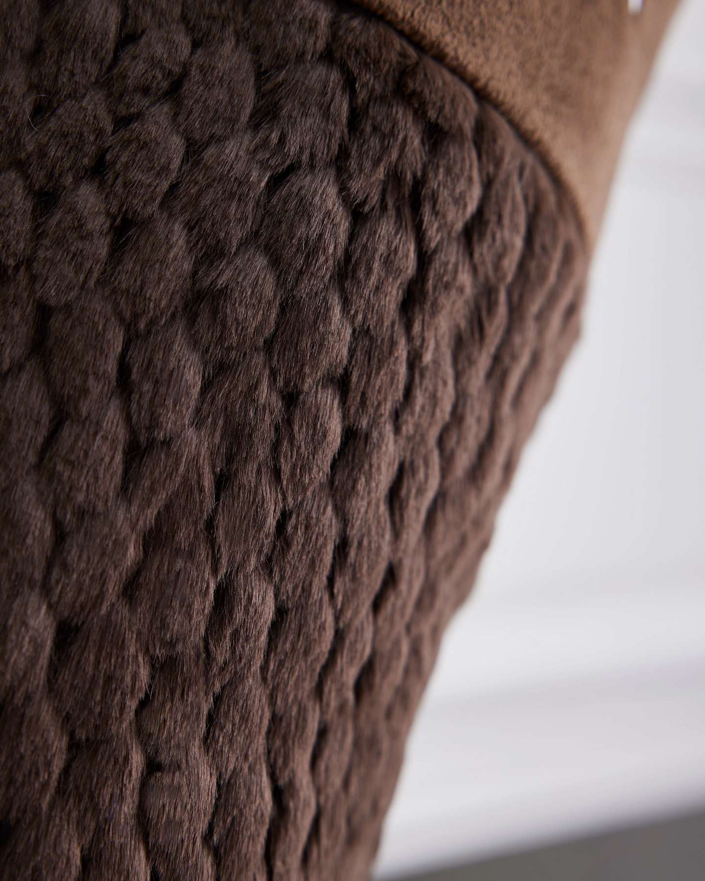 Dark Brown Faux Fur Quilted Christmas Stocking