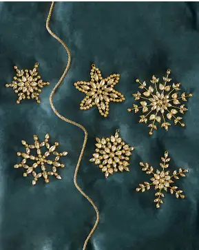 Gold Rhinestone Snowflake Ornament Set Gold Rhinestone Snowflake Ornament Set