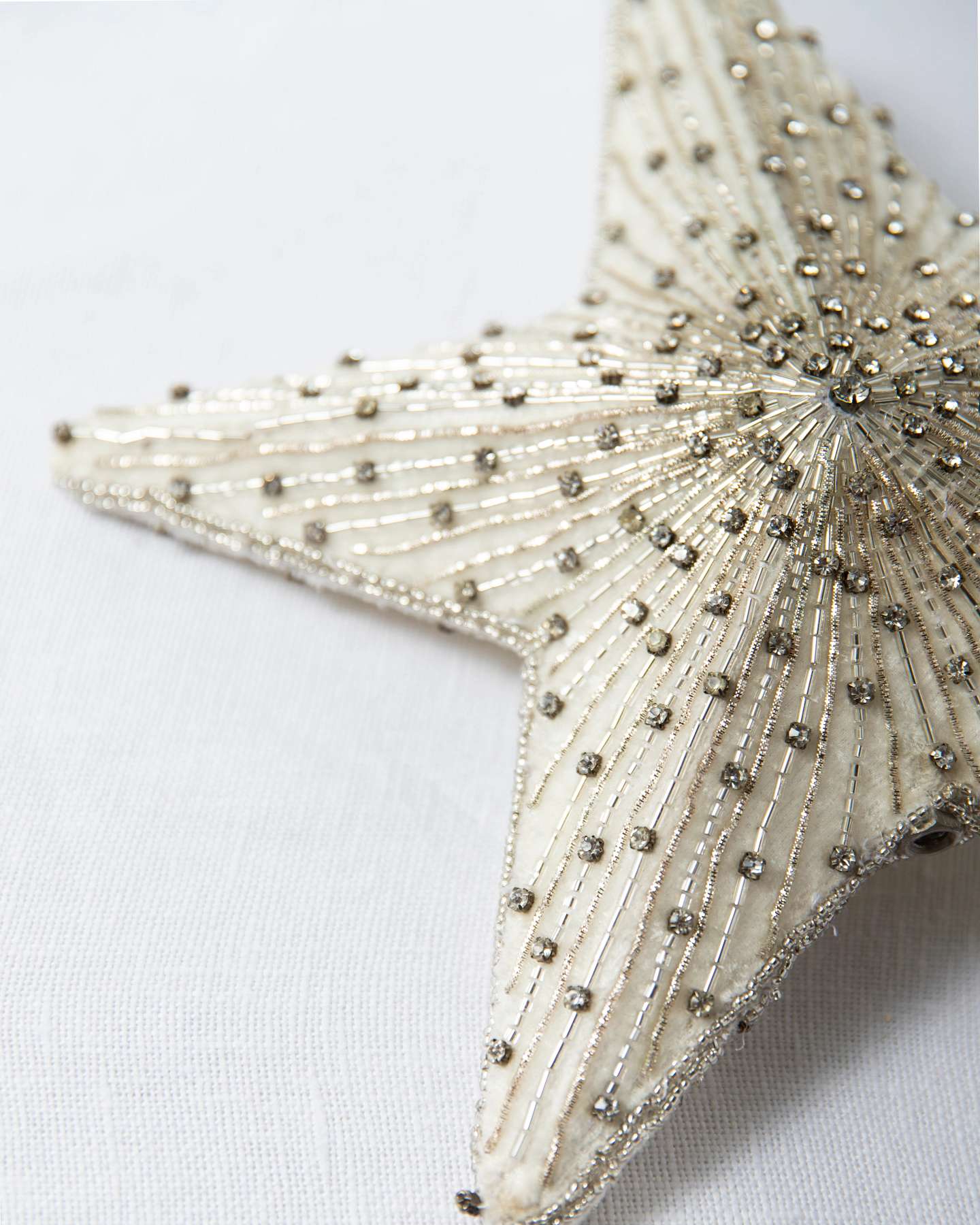 Balsam Hill White Jeweled Star Artificial Christmas Tree Topper Detailed View
