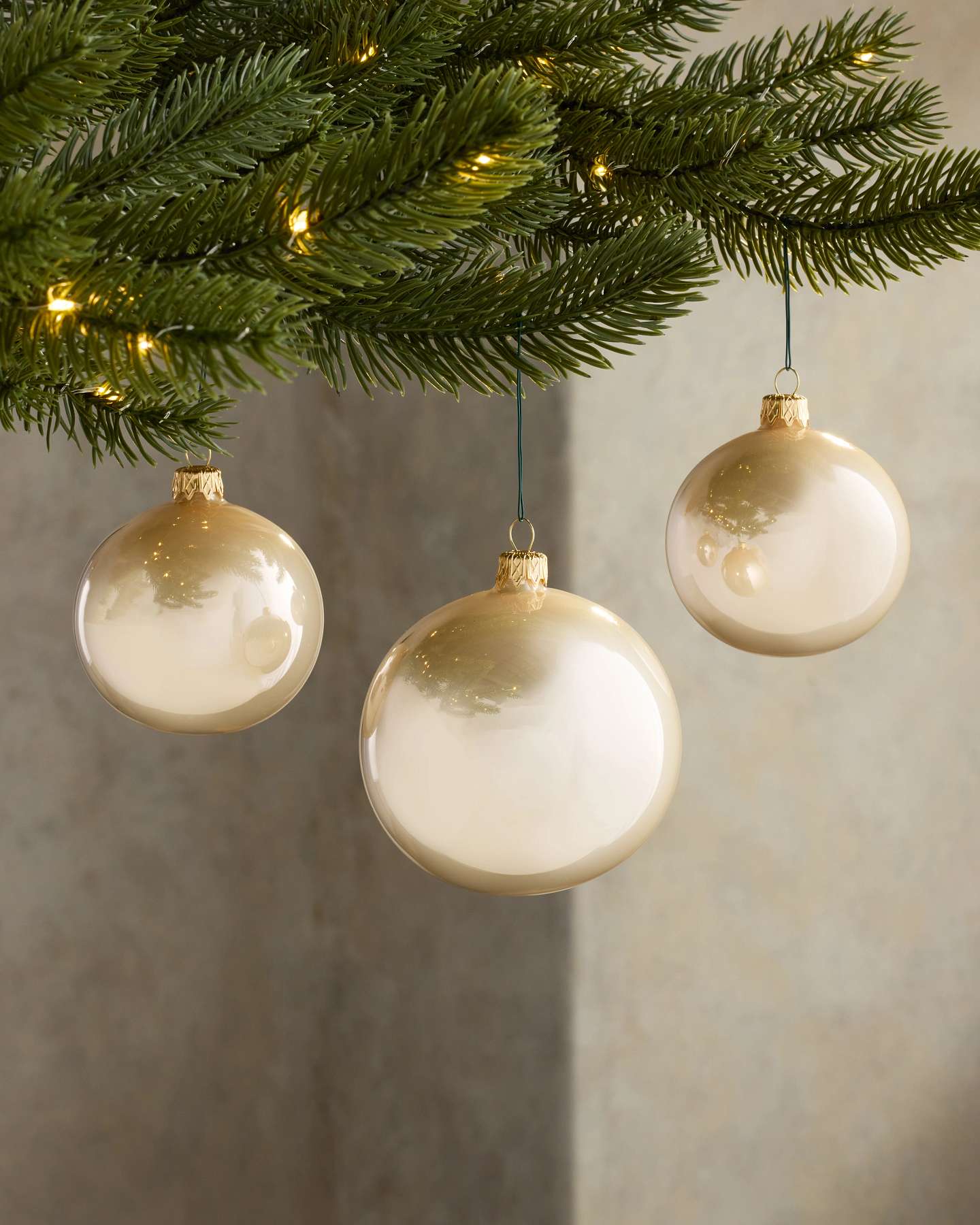 Ivory BH Essentials Pearlescent Ornaments, Set of 24