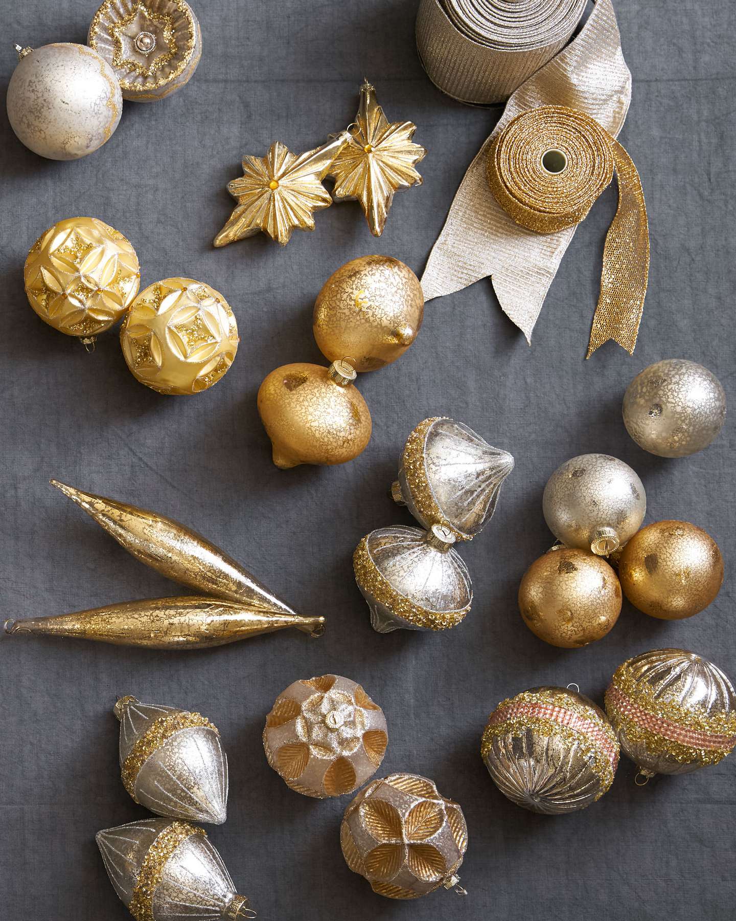 Balsam Hill Boules de Noël en verre argent et or