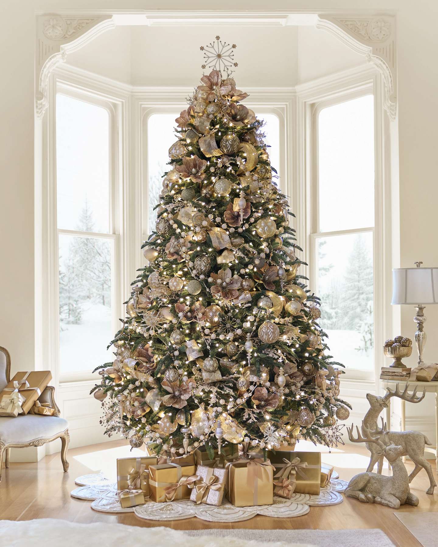Balsam Hill Beaded Snowflake Christmas Tree Topper Lifestyle Room Display