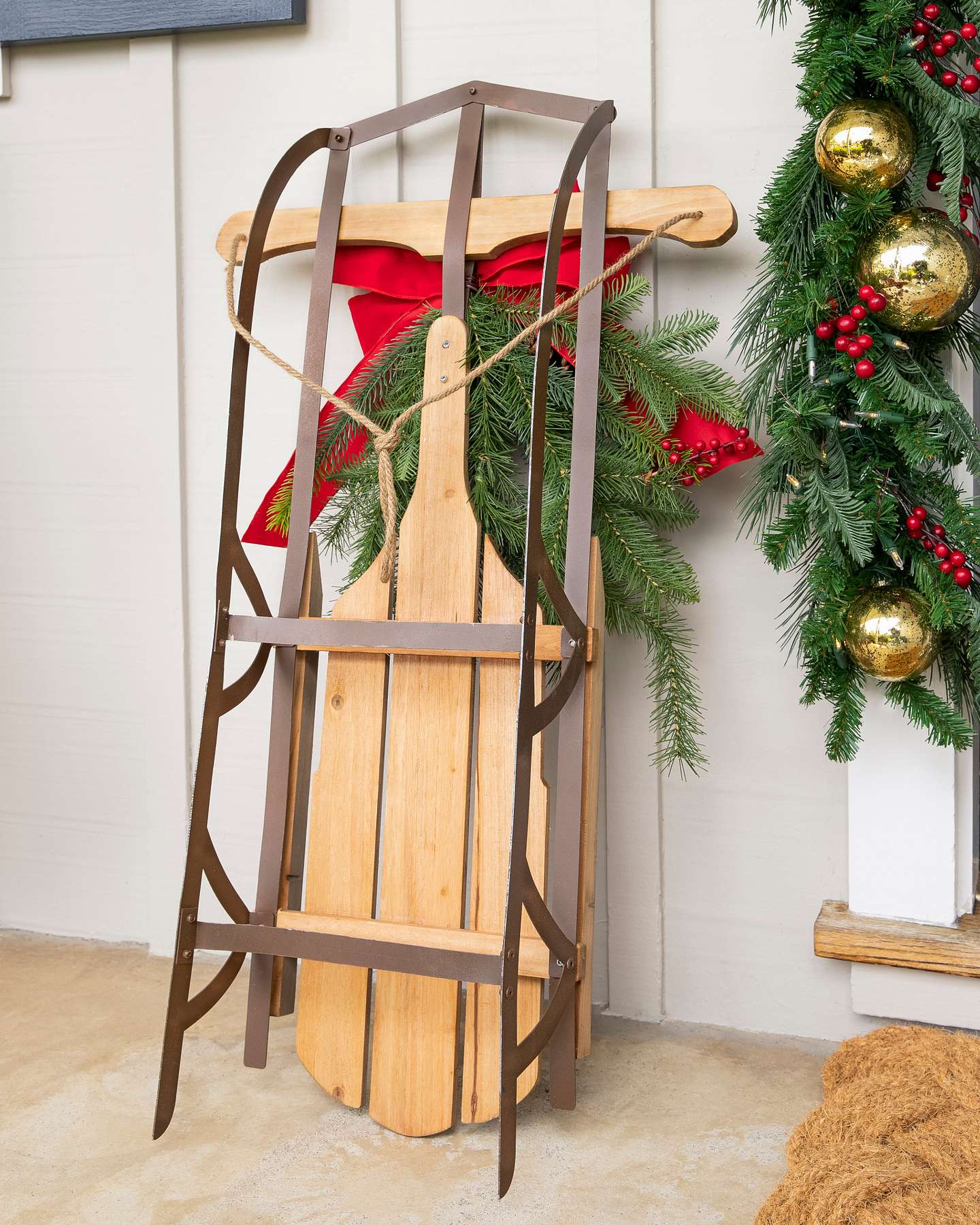 Balsam Hill Alpine Holiday Sled Back Closeup
