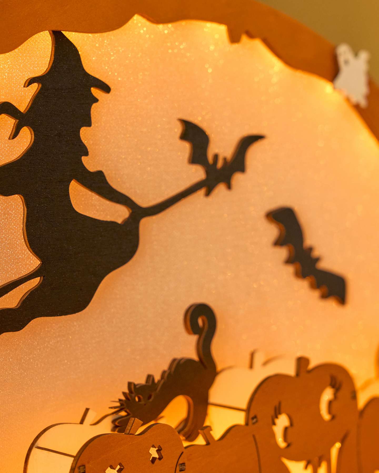 Balsam Hill Lit Wooden Pumpkin Patch Halloween Countdown Calendar Close-Up