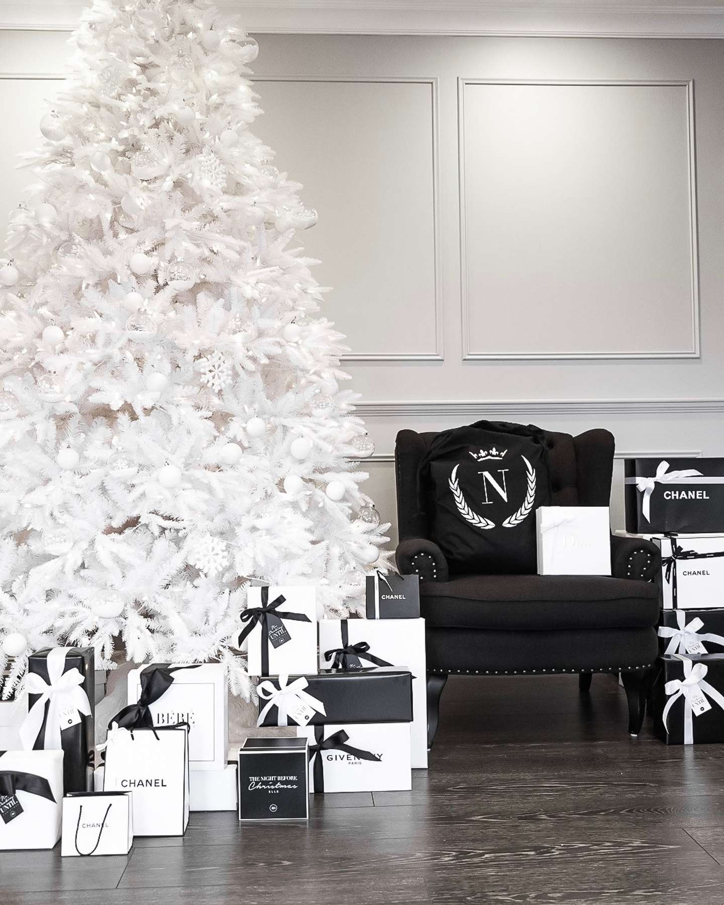 Balsam Hill Mount Washington White Christmas Tree Styled by Kayla Bombardier