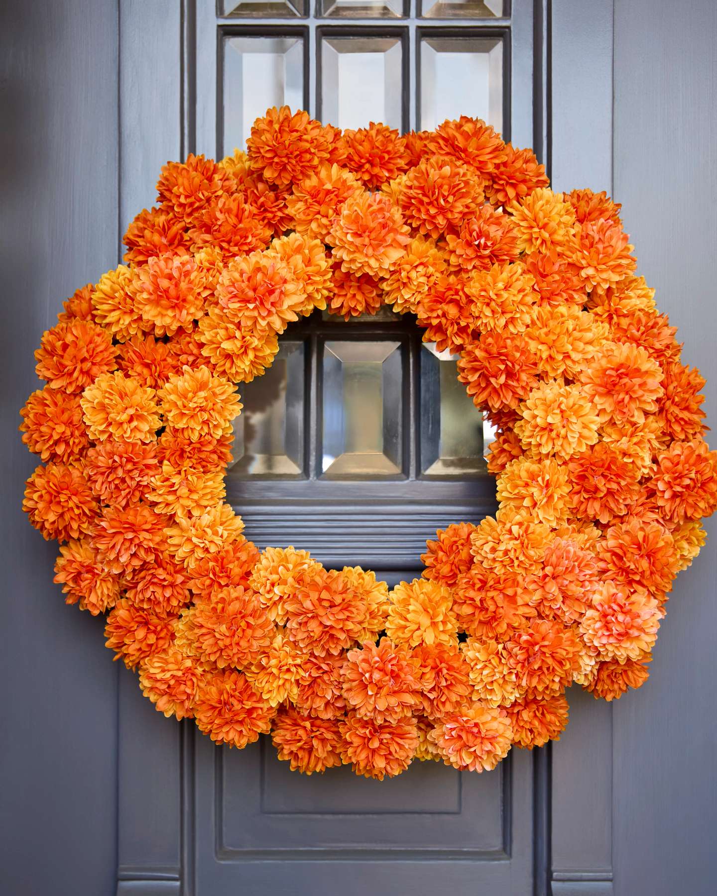 Balsam Hill Outdoor Marigold Meadow Potted Artificial Fall Flowers in Lifestyle Setting