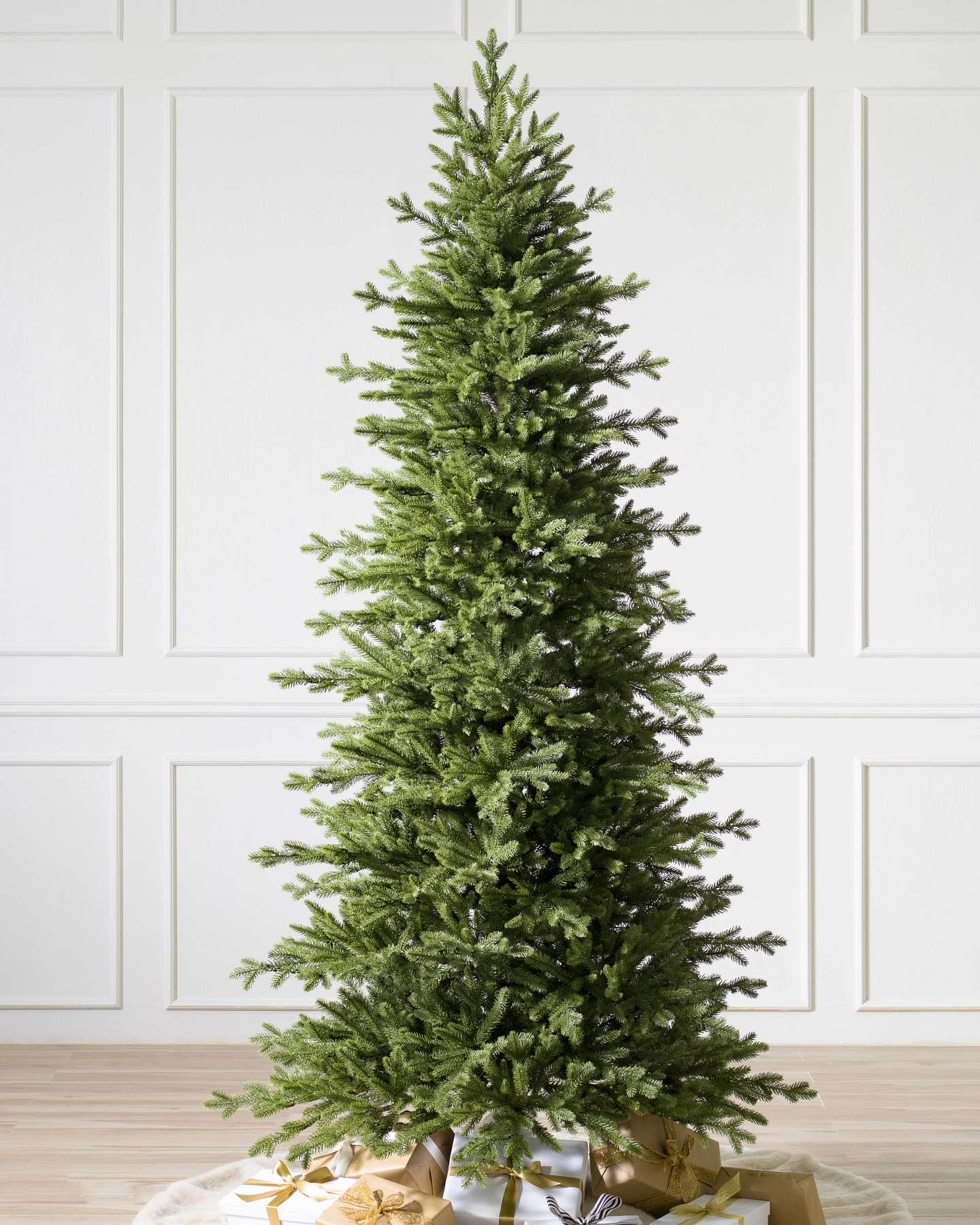 Balsam Hill Red Spruce Slim Artificial Christmas Tree with Lush Green Branches