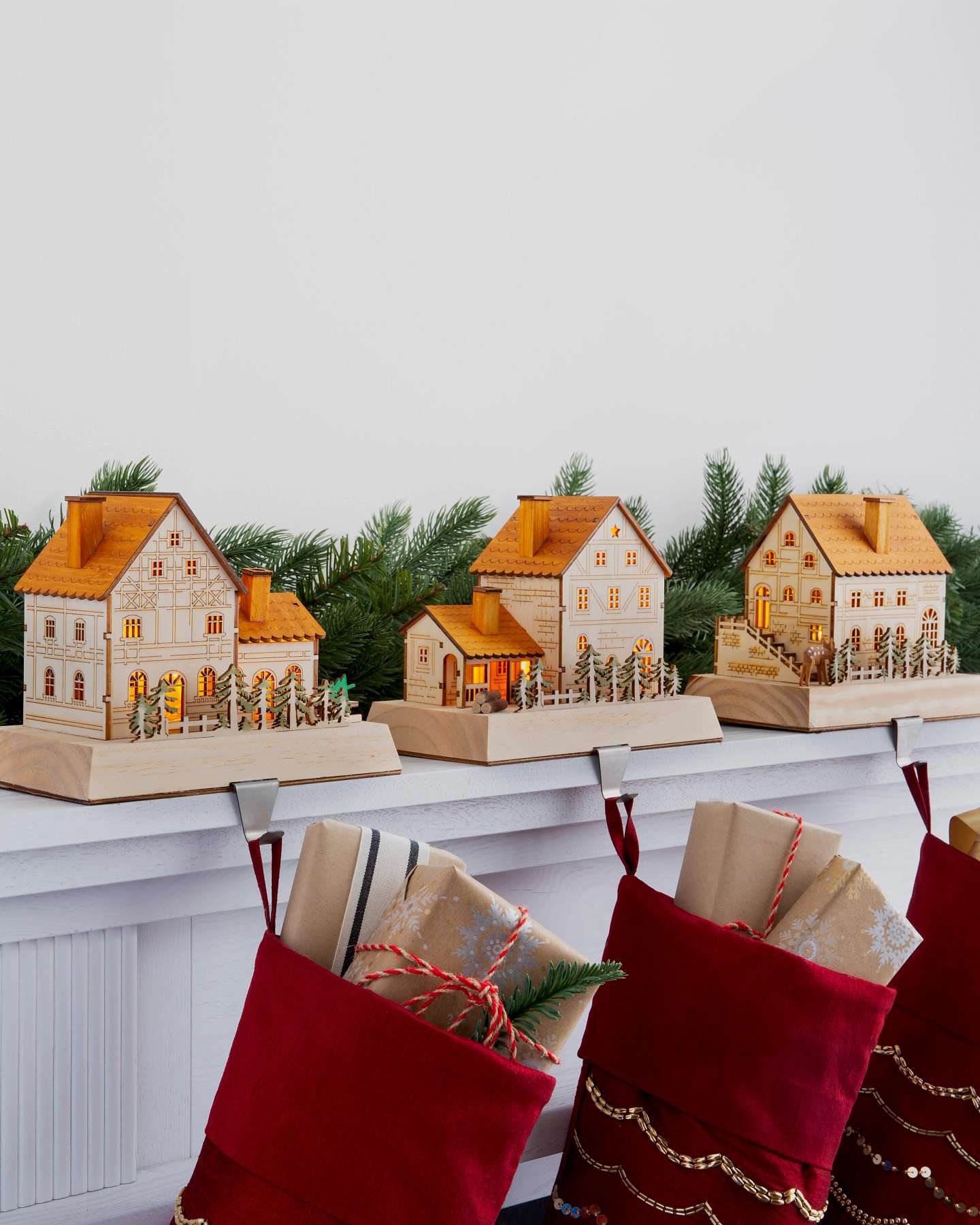 Balsam Hill Wooden Alpine Village Stocking Holder Festive Home Decor