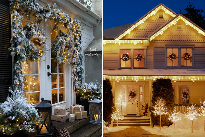 Collage von weihnachtlich beleuchteten Außenbereichen