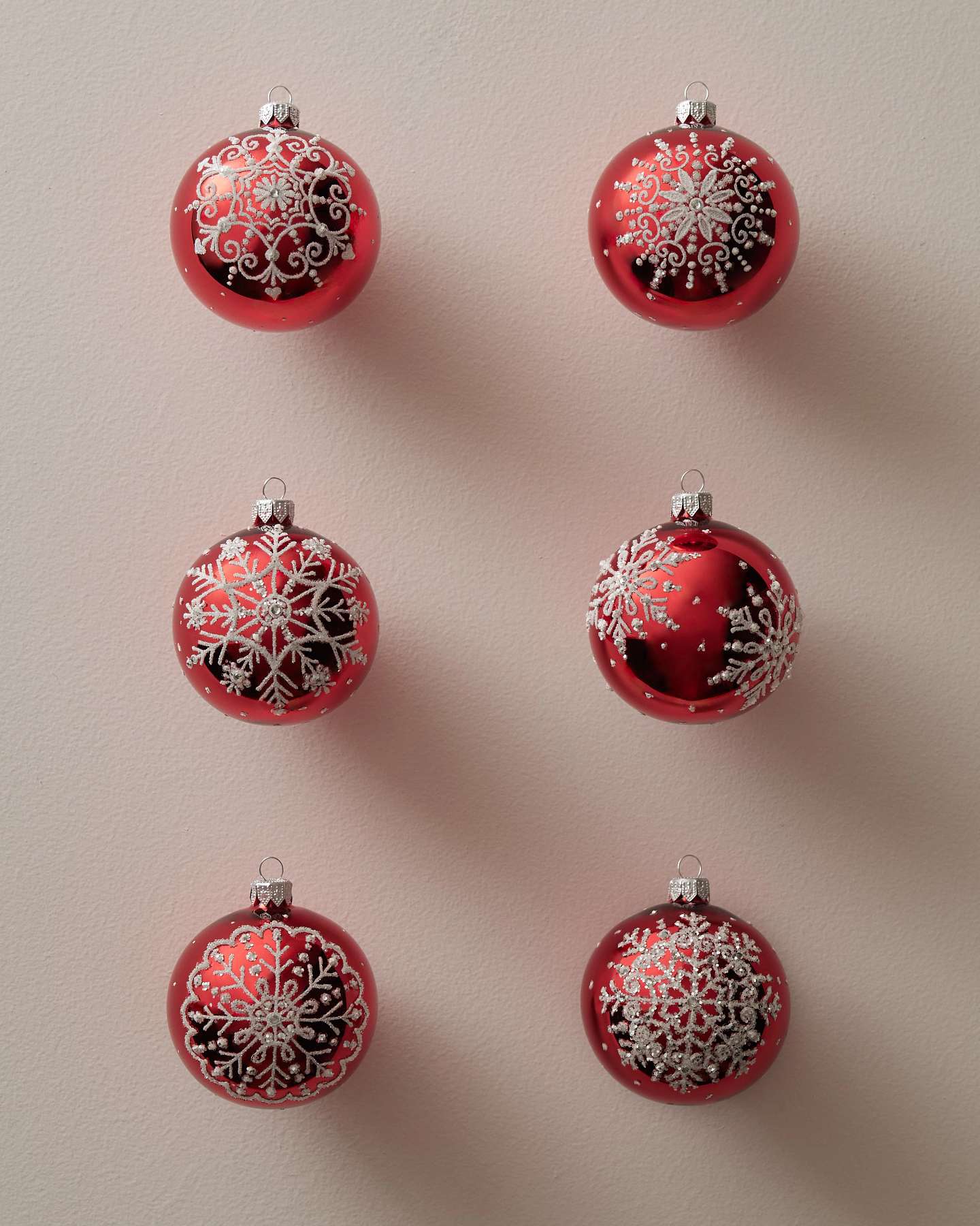 Nordic Frost European Glass Ball Ornaments, Set of 6