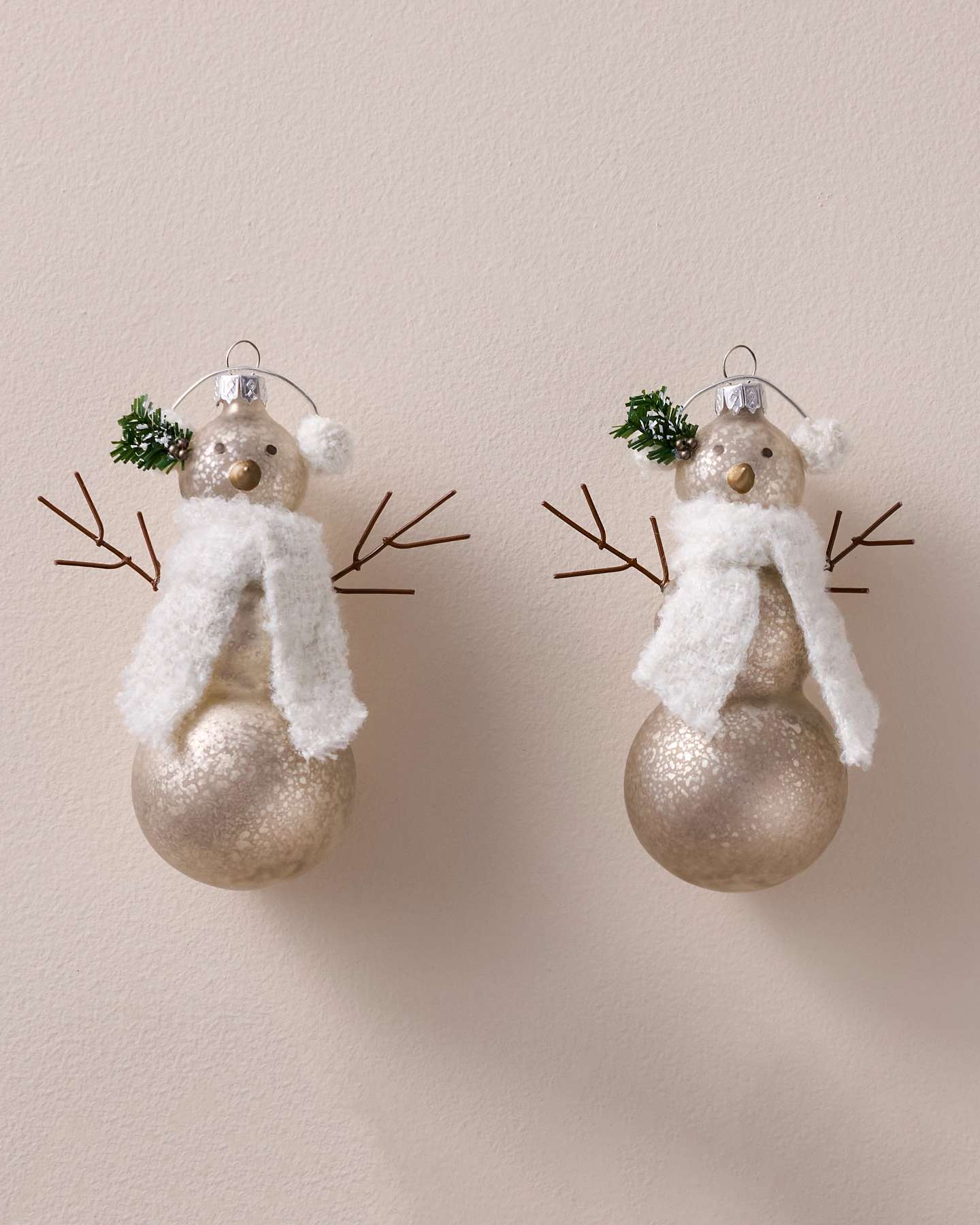 Winter Lodge Cozy Snowman Glass Ornaments, Set of 6