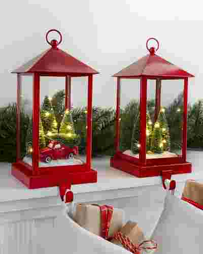 Snow globe personalized photo christmas stocking Lantern Christmas Stocking Holders | Balsam Hill